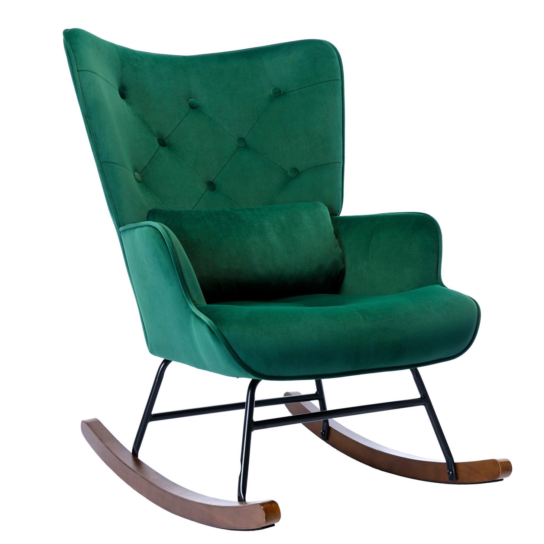 HomeMiYN Schaukelstuhl Schaukelstuhl Wohnzimmer Samt mit Metallgestell Holz günstig online kaufen