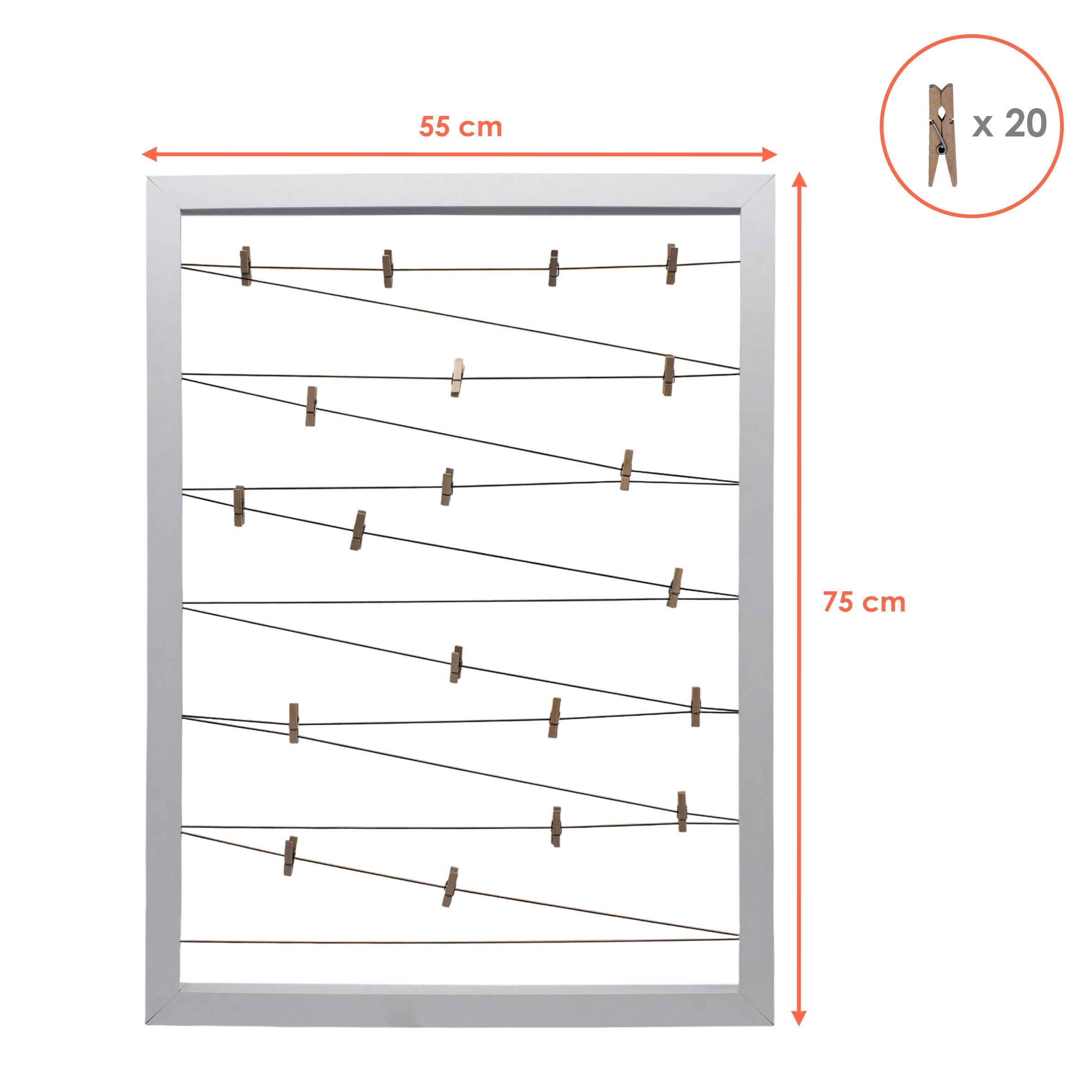 Spetebo Fotohalter Bilderrahmen Fotohalter Gummileinen + 20 Klammern, für 2 günstig online kaufen