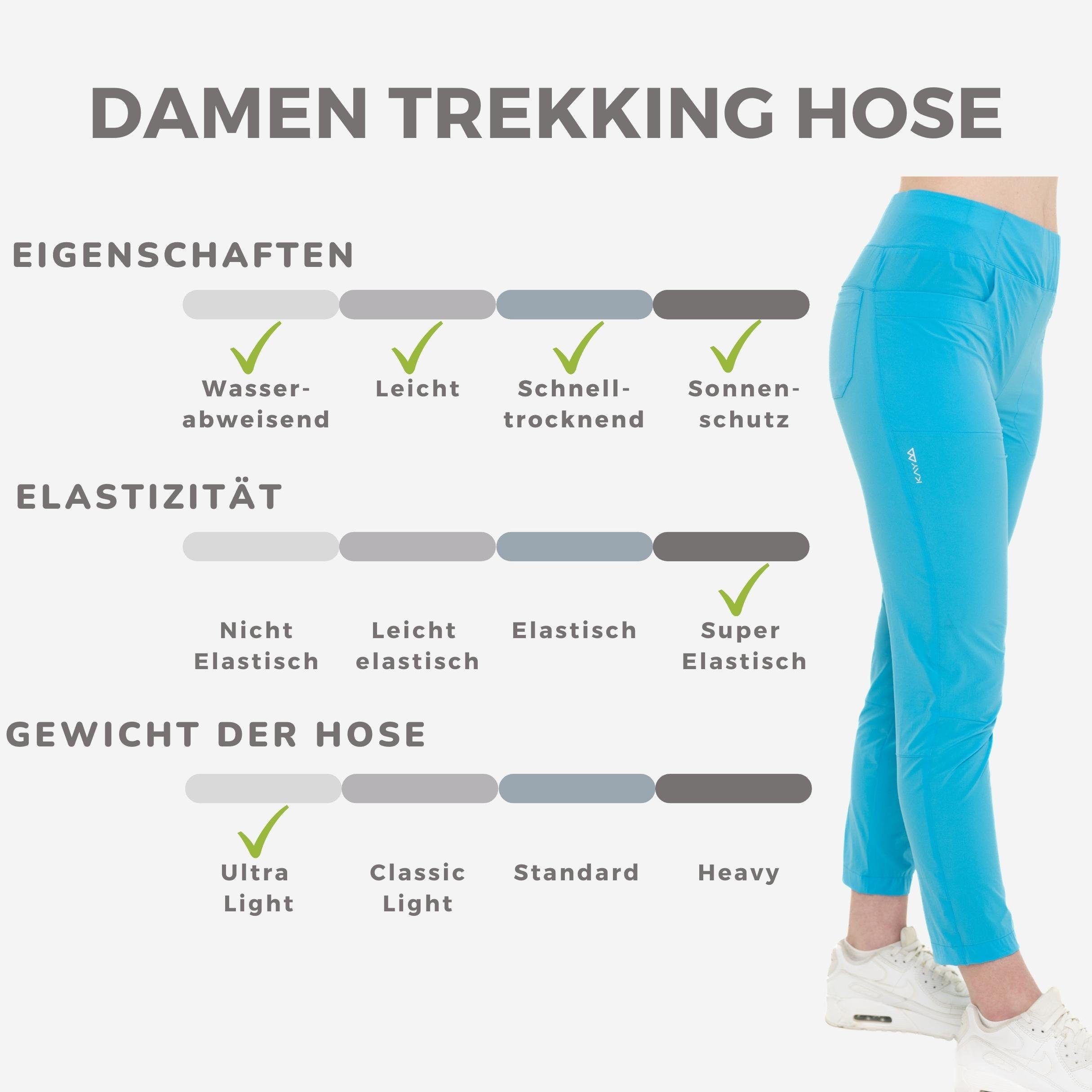 Kaymountain Trekkinghose Leicht Outdoor Sky Hose Wander Ultra Madeira 36 Damen 7/8