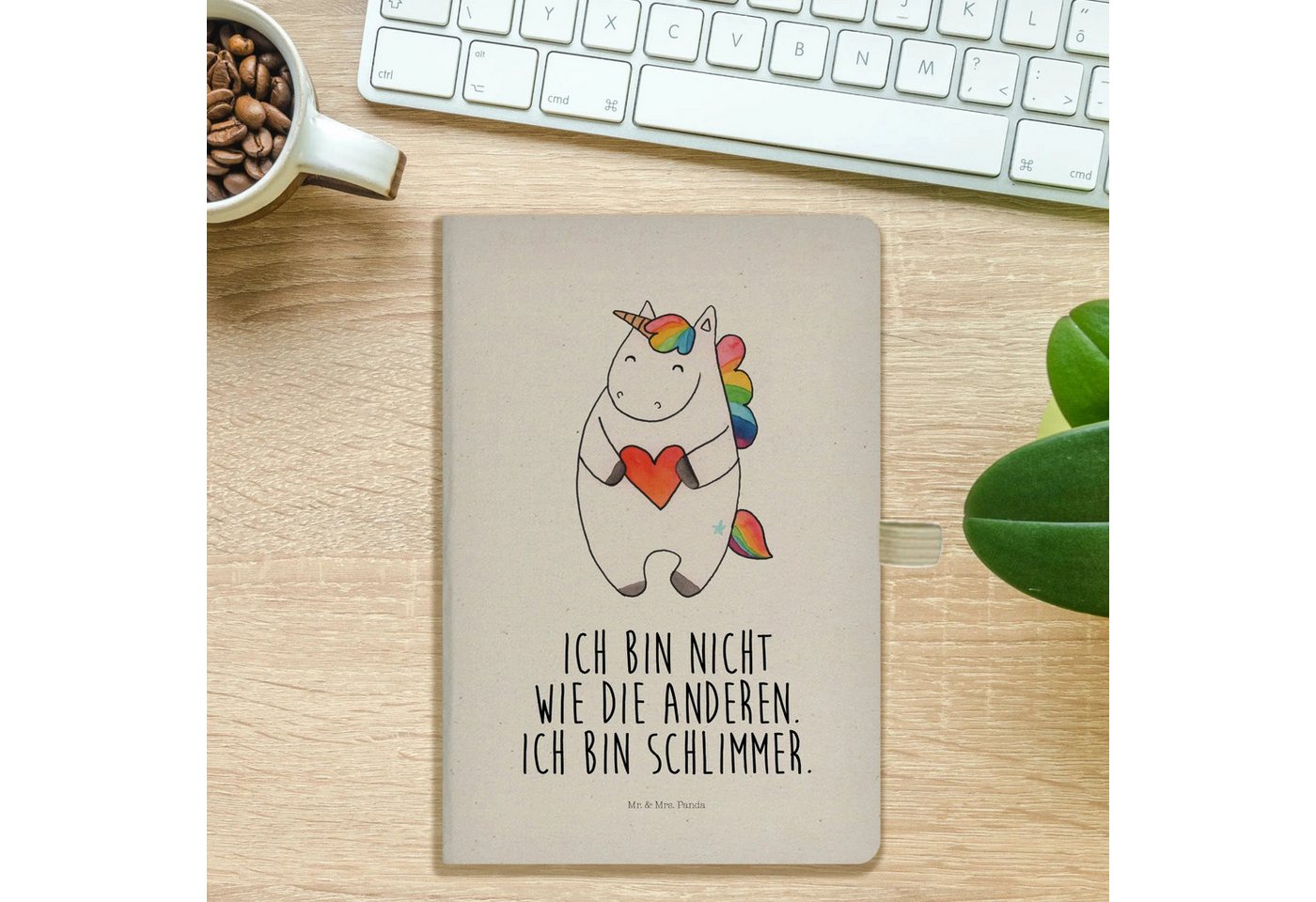 Thumbnail - Mr. & Mrs. Panda Notizbuch Einhorn Herz - Transparent - Geschenk, Notizbuch A5 Hardcover, schlim Mr. & Mrs. Panda, Umwel...