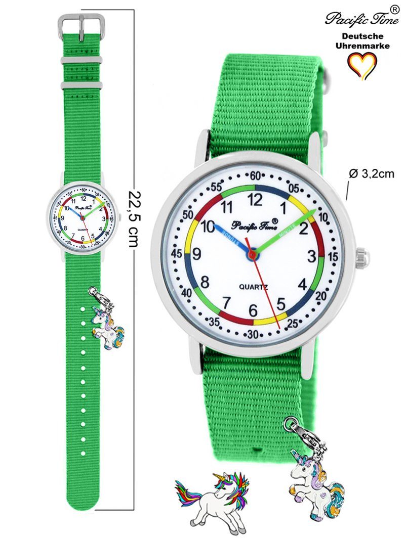 Einhorn Gratis First Time Wechselarmband - Lernuhr Versand Quarzuhr Kinder Charms, mit Pacific Armbanduhr und Mix Match Design grün