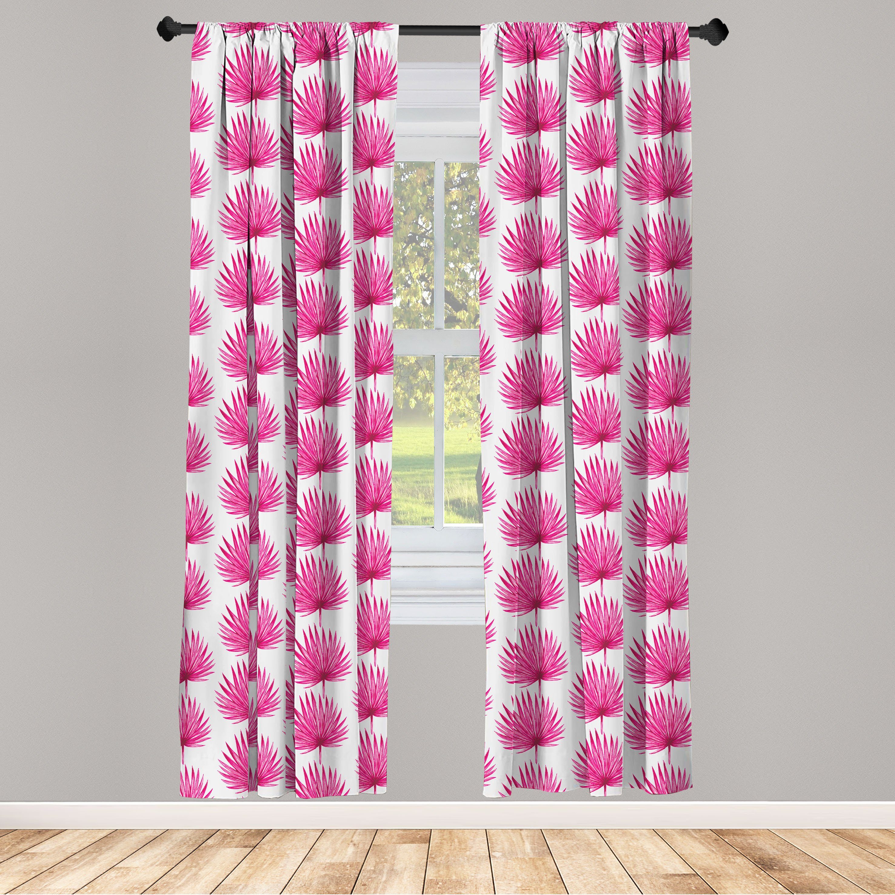 Gardine Vorhang für Wohnzimmer Schlafzimmer Dekor, Abakuhaus, Microfaser, Blatt Aquarell-Rosa-Blätter