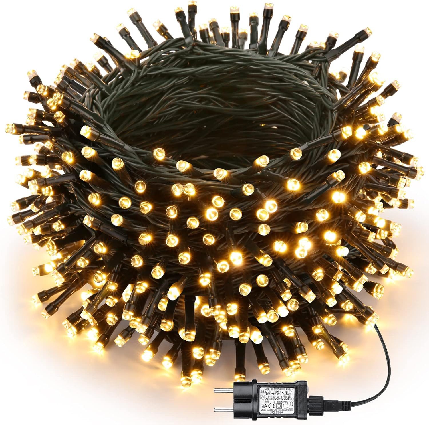 Elegear Lichterkette led lichterkette 10/25/50/100M mit stecker für innen/außen, LED-Lichtervorhang für 1M-3M Weihnachtsbaum Weihnachtsdeko