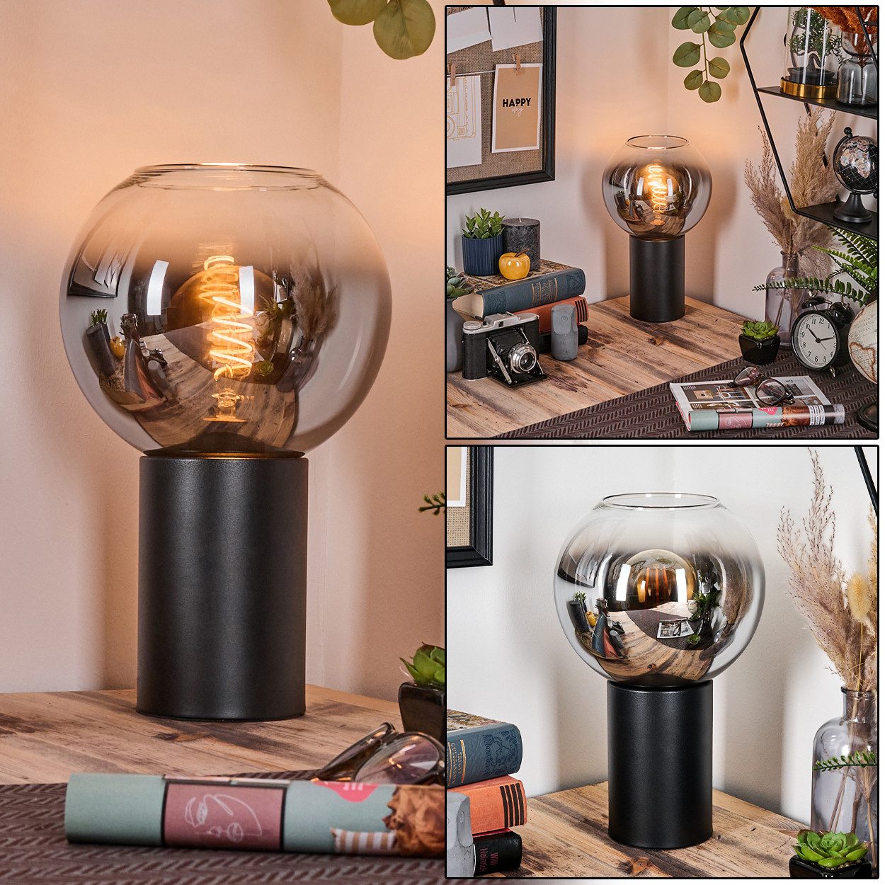 hofstein Tischleuchte Tischlampe aus Metall/Glas in günstig online kaufen