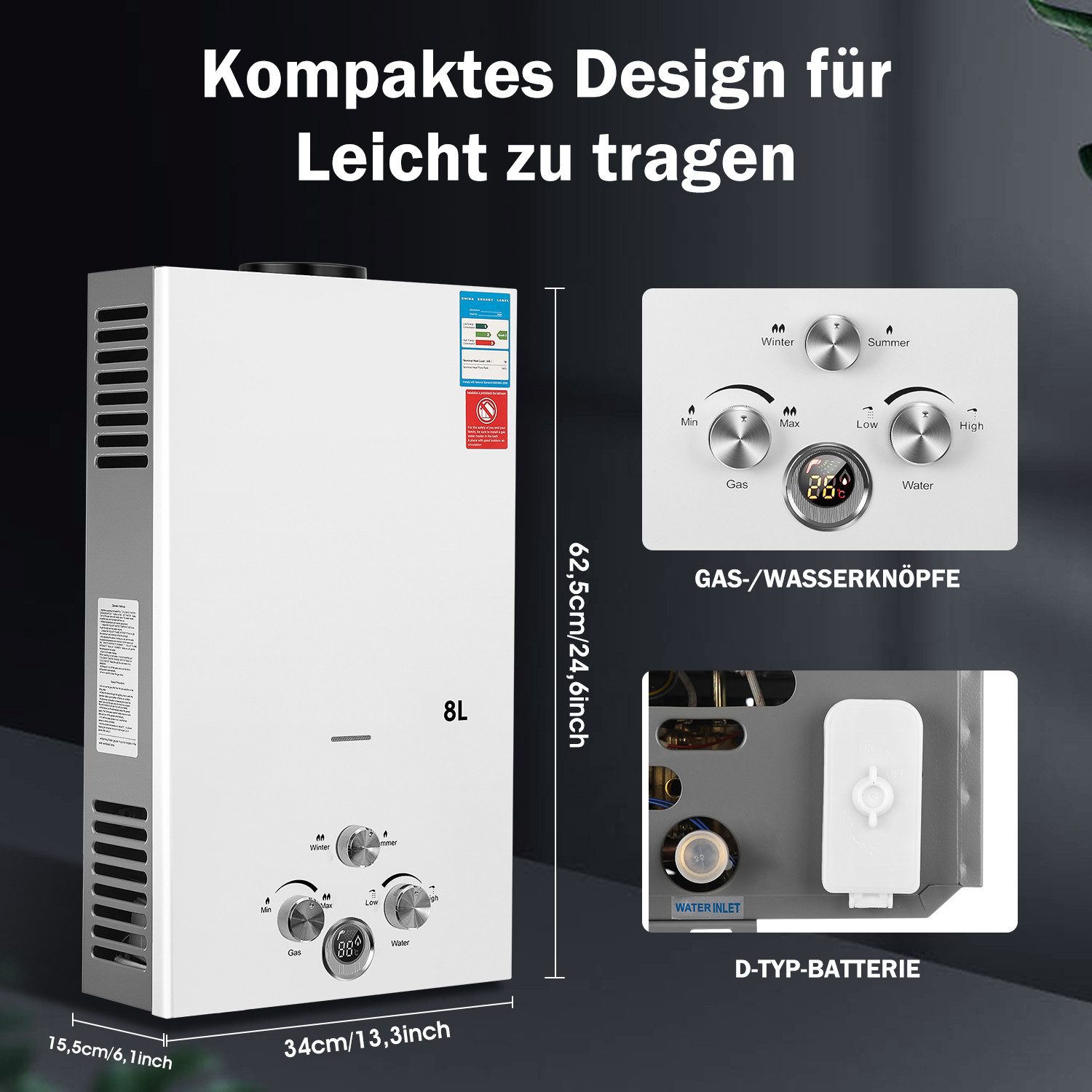 oyajia Durchlauferhitzer Flüssiggas Durchlauferhitzer LPG Warmwasserbereite günstig online kaufen