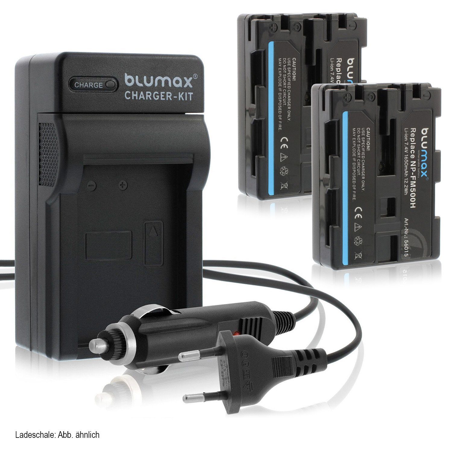 Blumax Set mit Lader für Sony NP-FM500H DSLR-Alpha 1650mAh Kamera-Akku