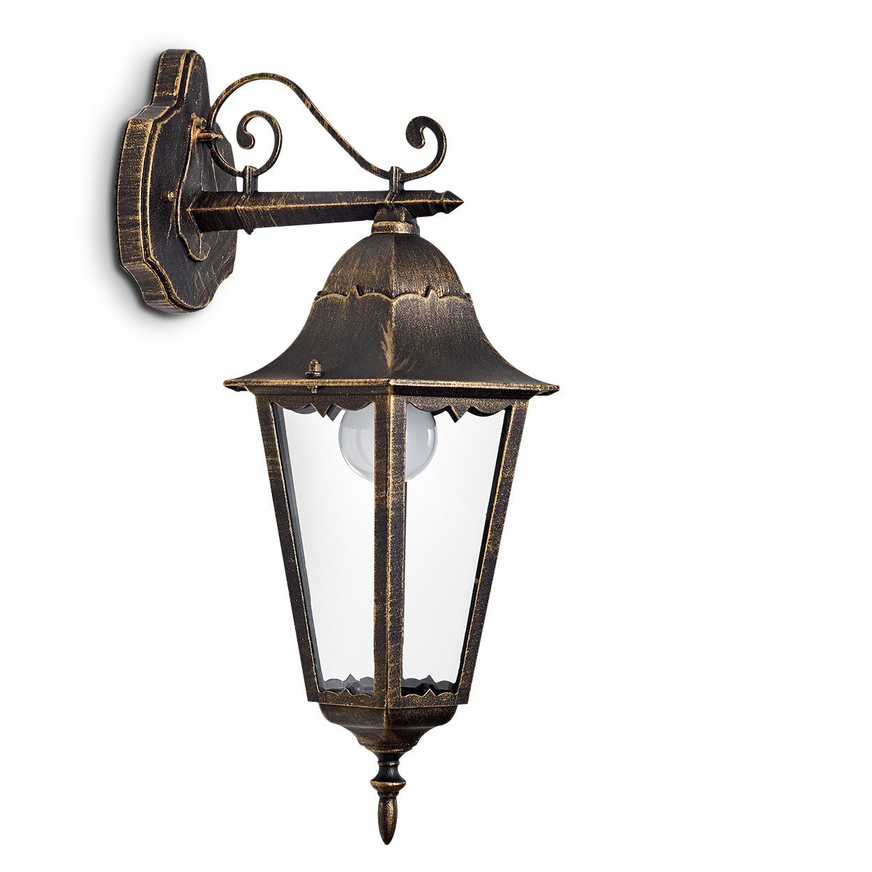 hofstein Außen-Wandleuchte »Viano« Außenwandlampe abwärts aus Metall/Glas in Braun/Gold, ohne Leuchtmittel, m. E27, Retro/Vintage Außenleuchte für Terrasse u. Hof, IP 44