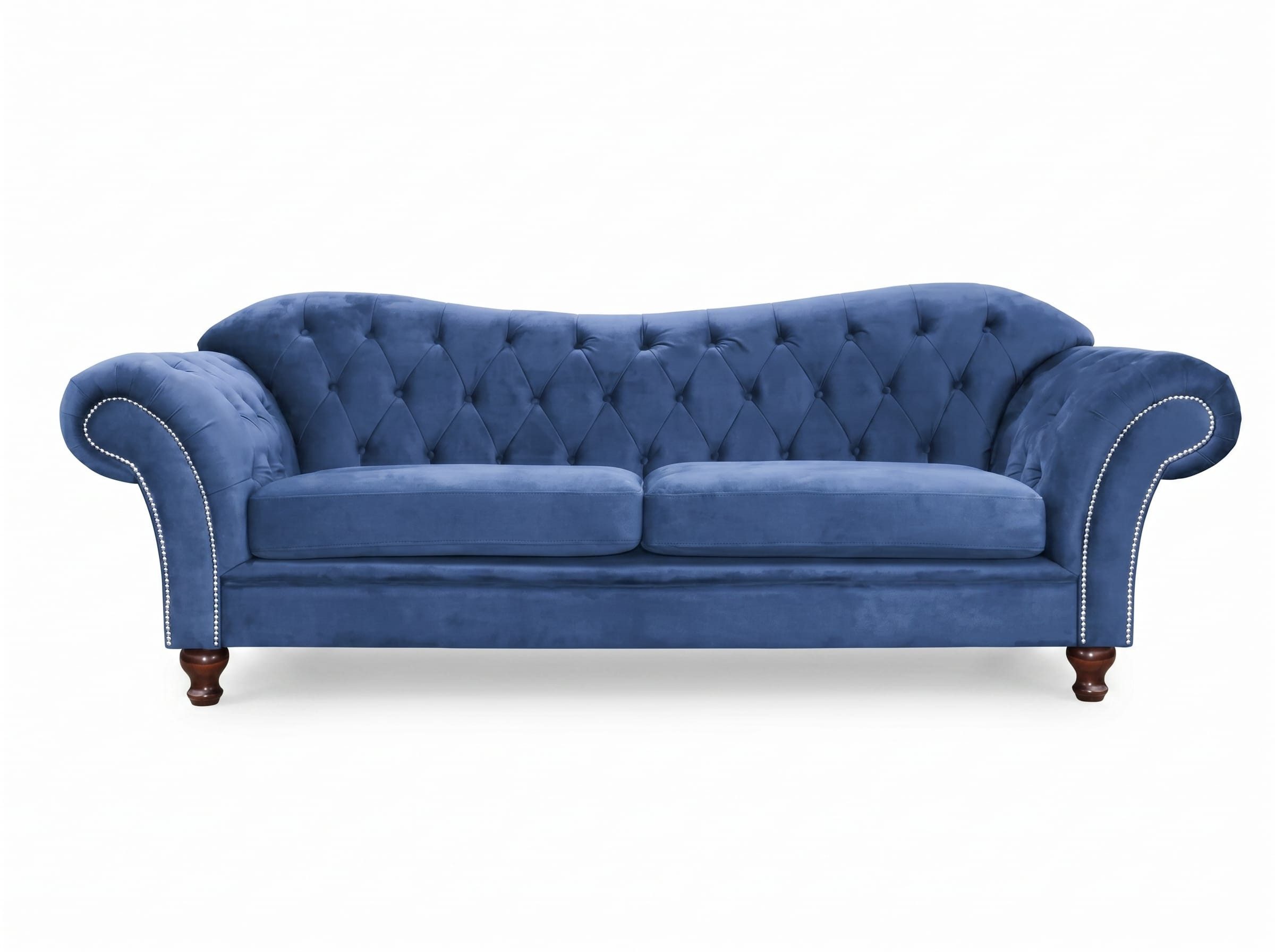JVmoebel Chesterfield-Sofa Luxuriöses blaues 3-Sitzer-Sofa Stoffsofa Wohnzimmersofas Chesterfield, 1 Teile, Made in Europa