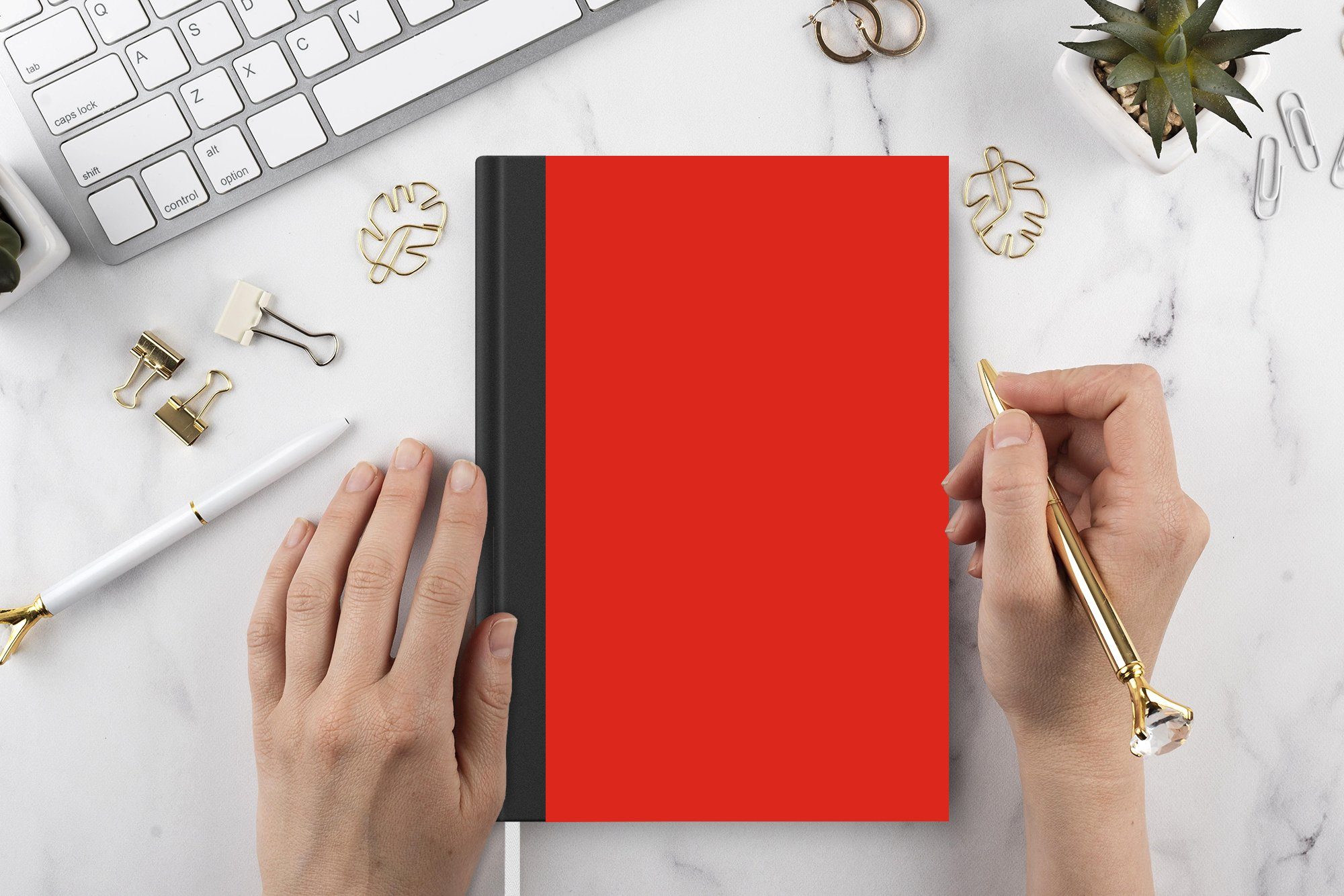 Rot Haushaltsbuch Notizheft, Tagebuch, Merkzettel, Seiten, Einfarbig, - Farbe MuchoWow Notizbuch Journal, A5, - 98