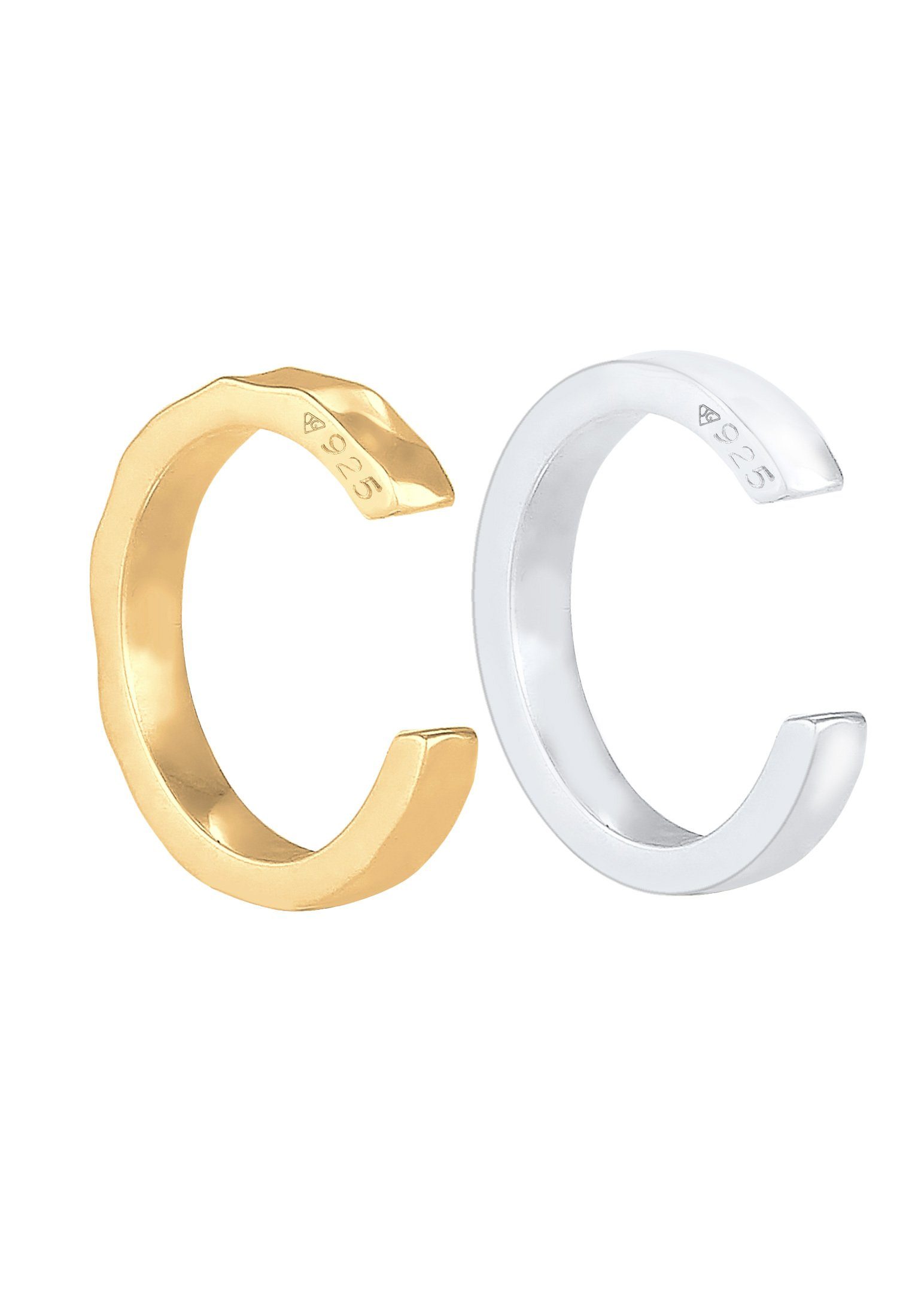 Elli Paar Ohrhaken Earcuff Set Organic Look 925 Silber
