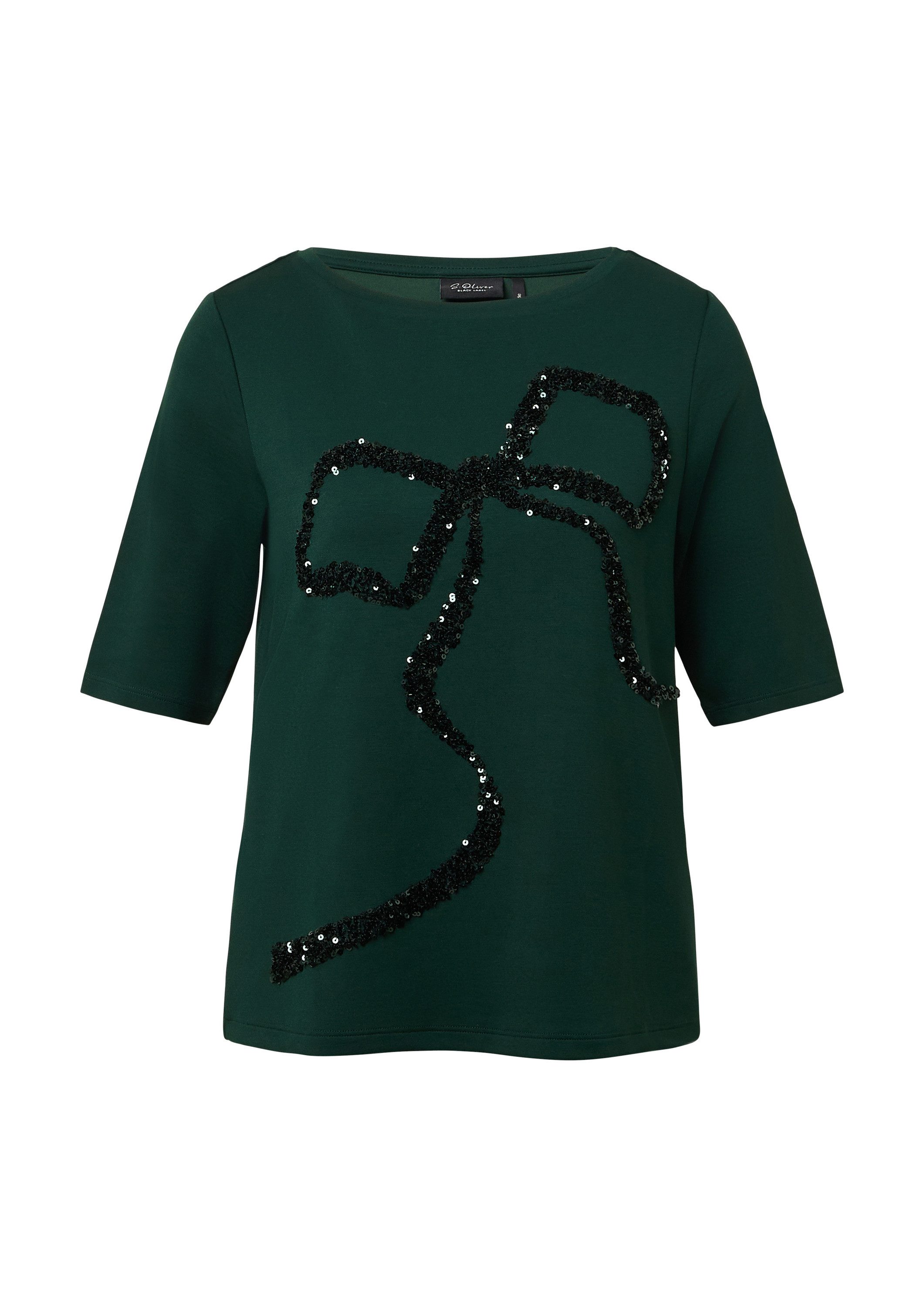 s.Oliver Kurzarmshirt T-Shirt Viskose-T-Shirt im Relaxed Fit mit Pailletten günstig online kaufen