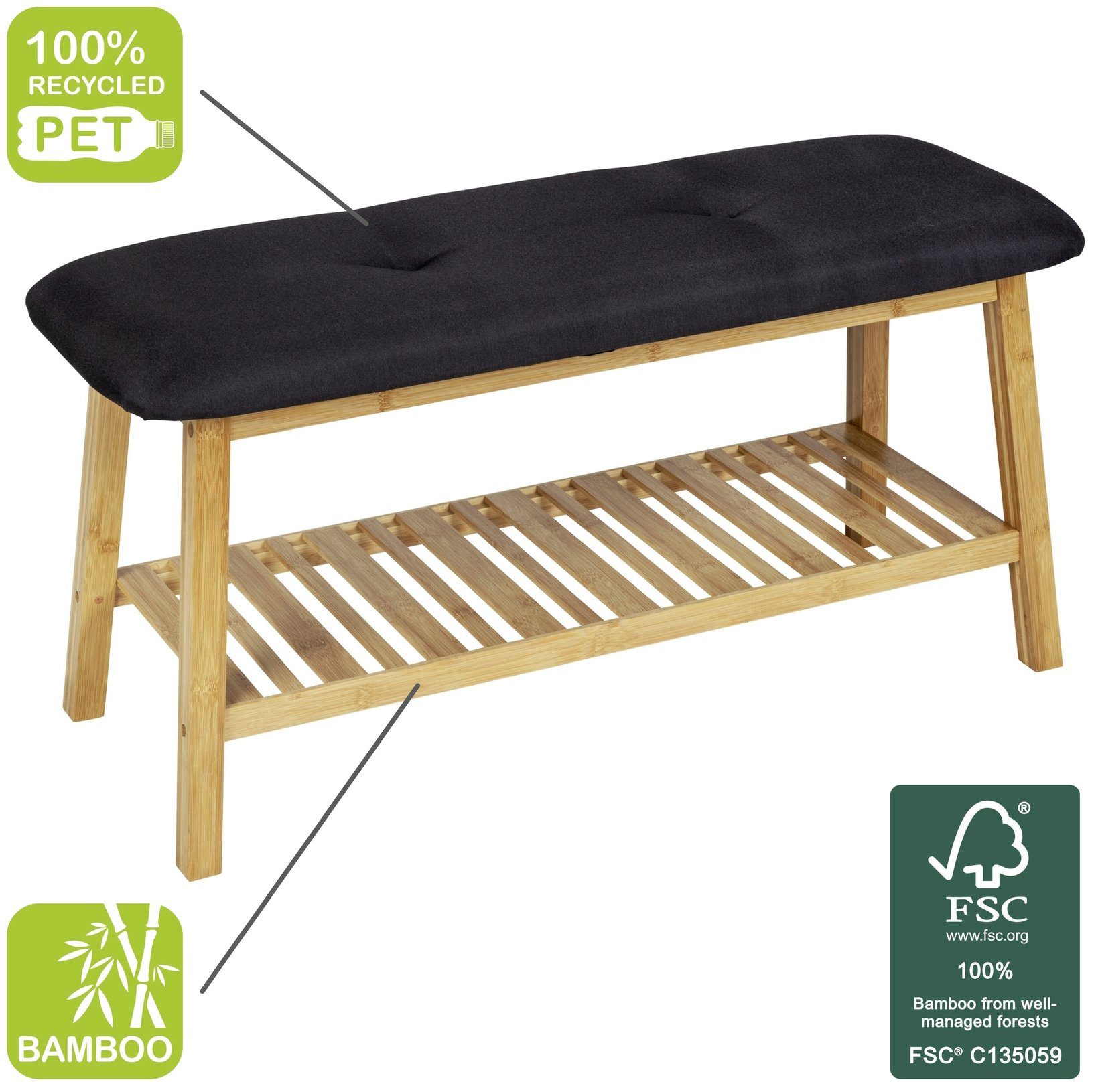 WENKO Schuhbank Ecori, mit Sitzpolster