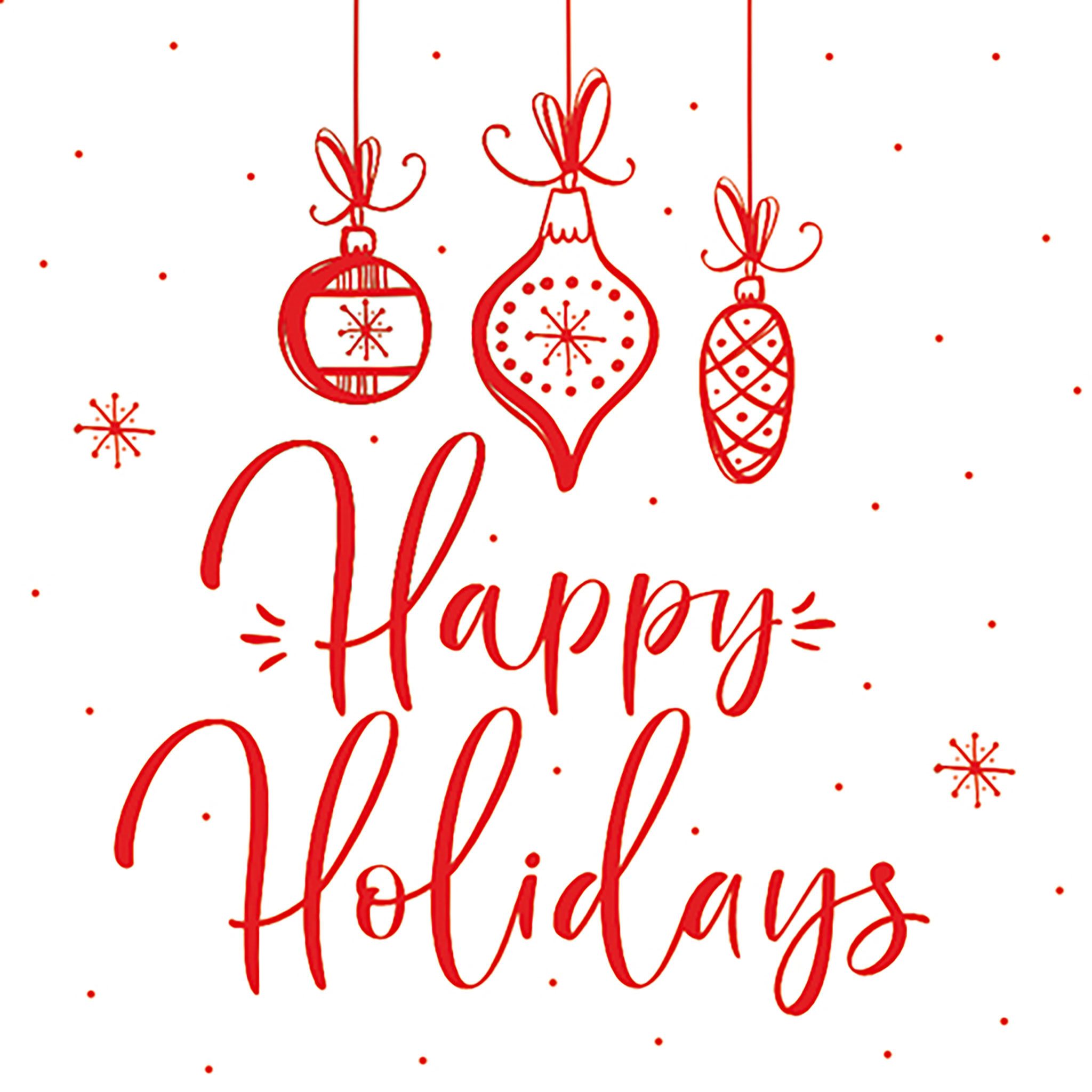 ti-flair Papierserviette, Servietten Papier 33x33cm Happy Holidays Schriftzug 20 Stk. Weiß / Rot