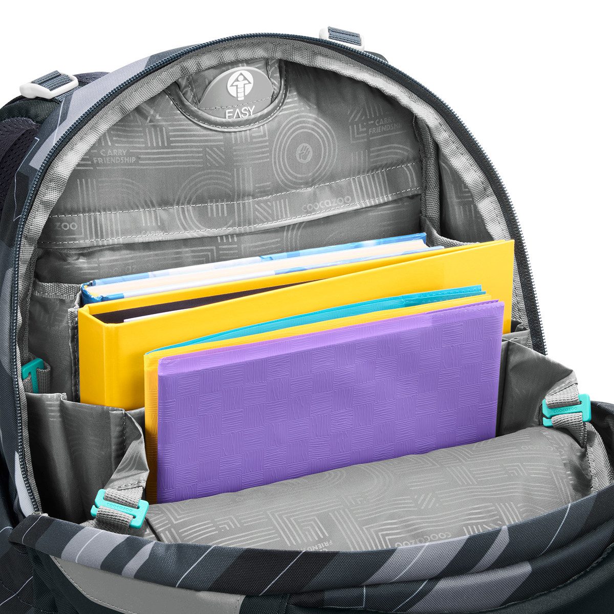 coocazoo Schulranzen Schulrucksack-Set MATE Dark Race 2-teilig (2-teilig), ergonomisch, Körpergröße: 135 - 180 cm, Easy-Grow-System