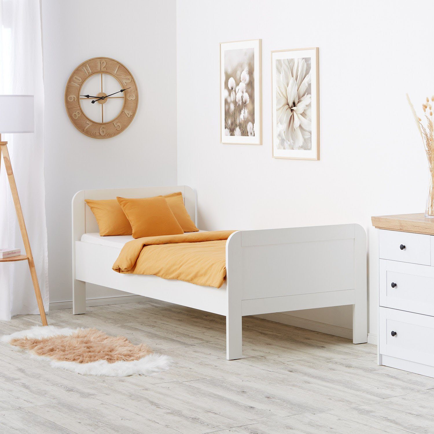 Homestyle4u Holzbett 90x200 Komfortbett Braun Natur günstig online kaufen
