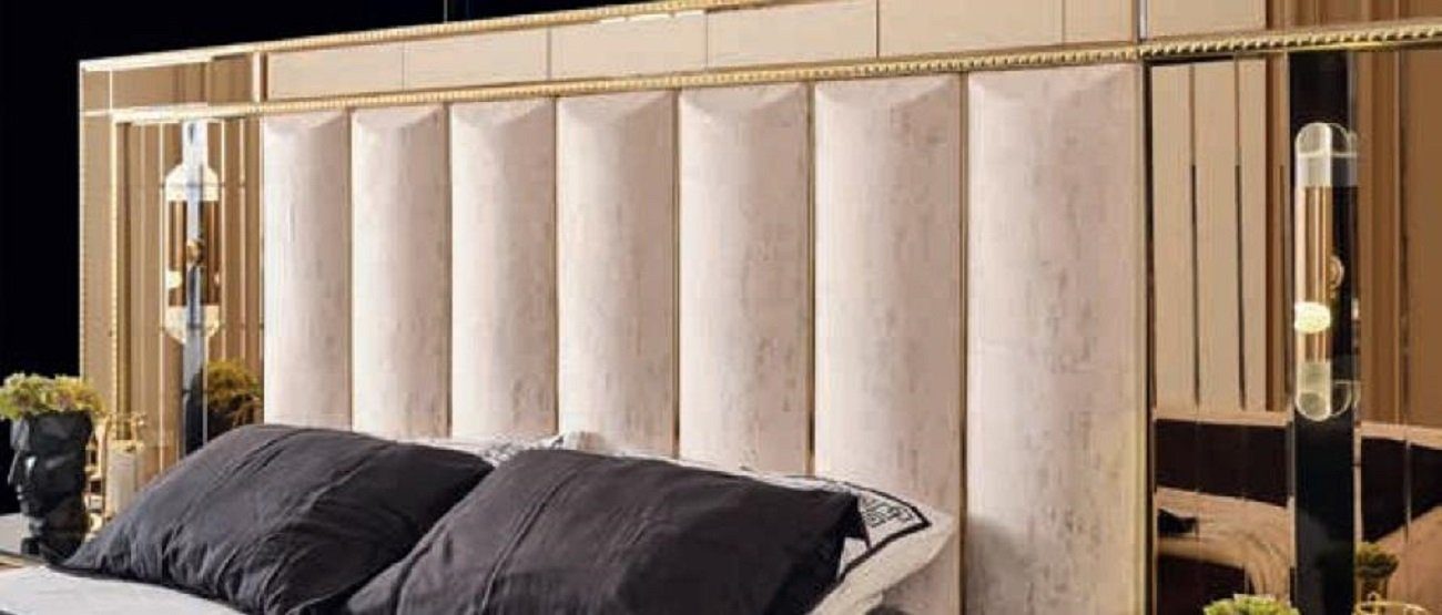 Luxus JVmoebel Möbel Gold Hochglanz Bett Bett Schlafzimm (3-tlg) Nachttisch Designer 2