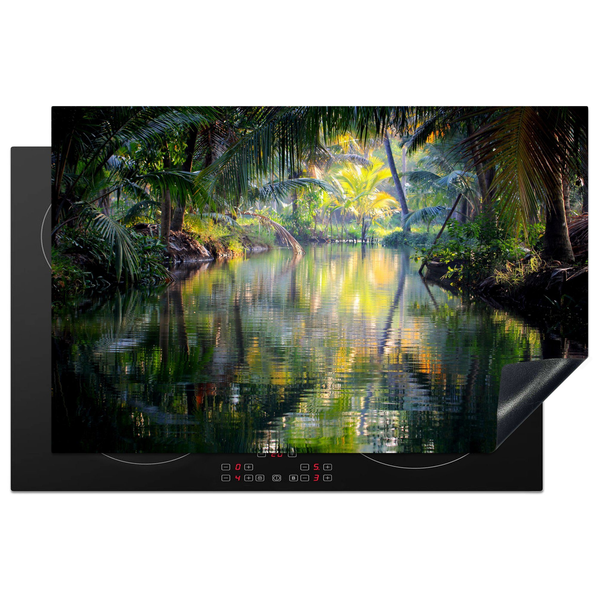 MuchoWow Herdblende-/Abdeckplatte Tropische Reflexion, Vinyl, (1 tlg), 81x52 cm, Induktionskochfeld Schutz für die küche, Ceranfeldabdeckung
