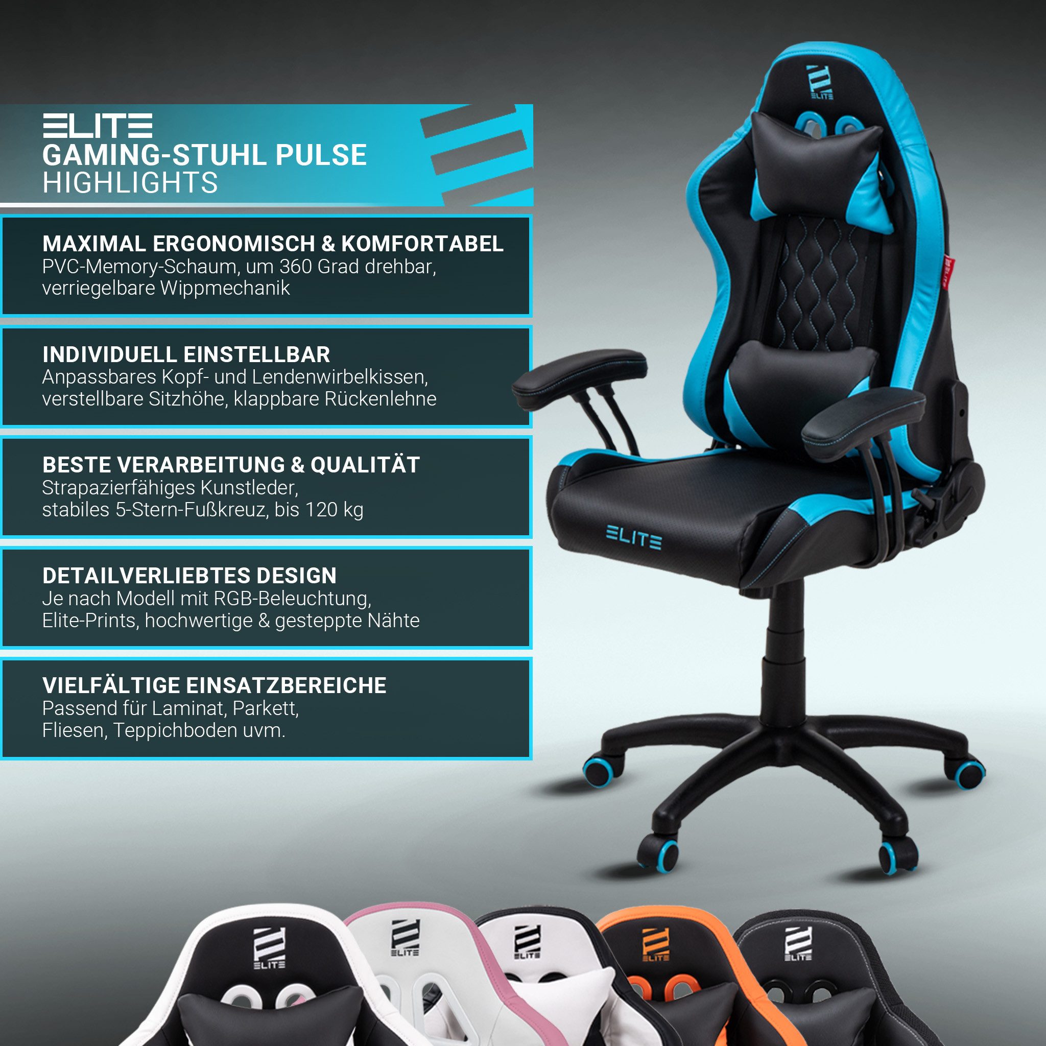 ELITE Gaming Gaming-Stuhl PULSE Gaming Stuhl für Kinder - Bürostuhl, Schrei günstig online kaufen