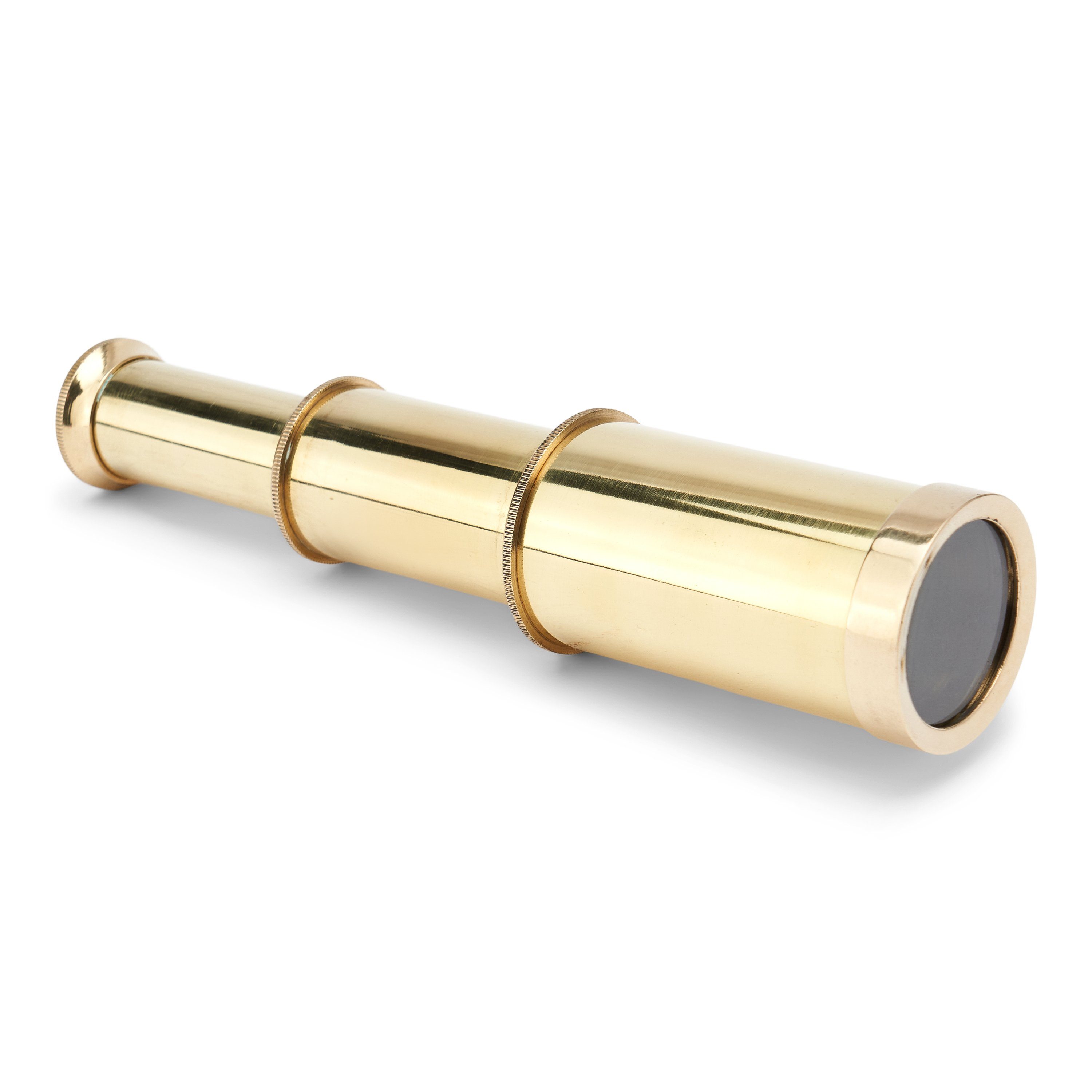 NKlaus Kompass Marine-Set Kompass und Teleskop aus Messing in der Holzbox mit Glasdec