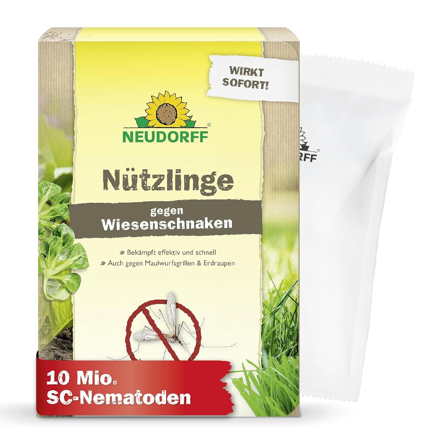 Neudorff Nematoden Nützlinge gegen Wiesenschnaken, Maulwurfsgrillen und Erdraupen, 10 Mio. für 50 m²