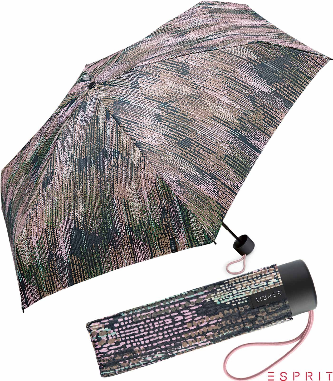 Esprit Taschenregenschirm Damen Super Mini Regenschirm Petito Blurred Edges - taupe gray, winzig klein, in gedeckter verwaschener Optik braun