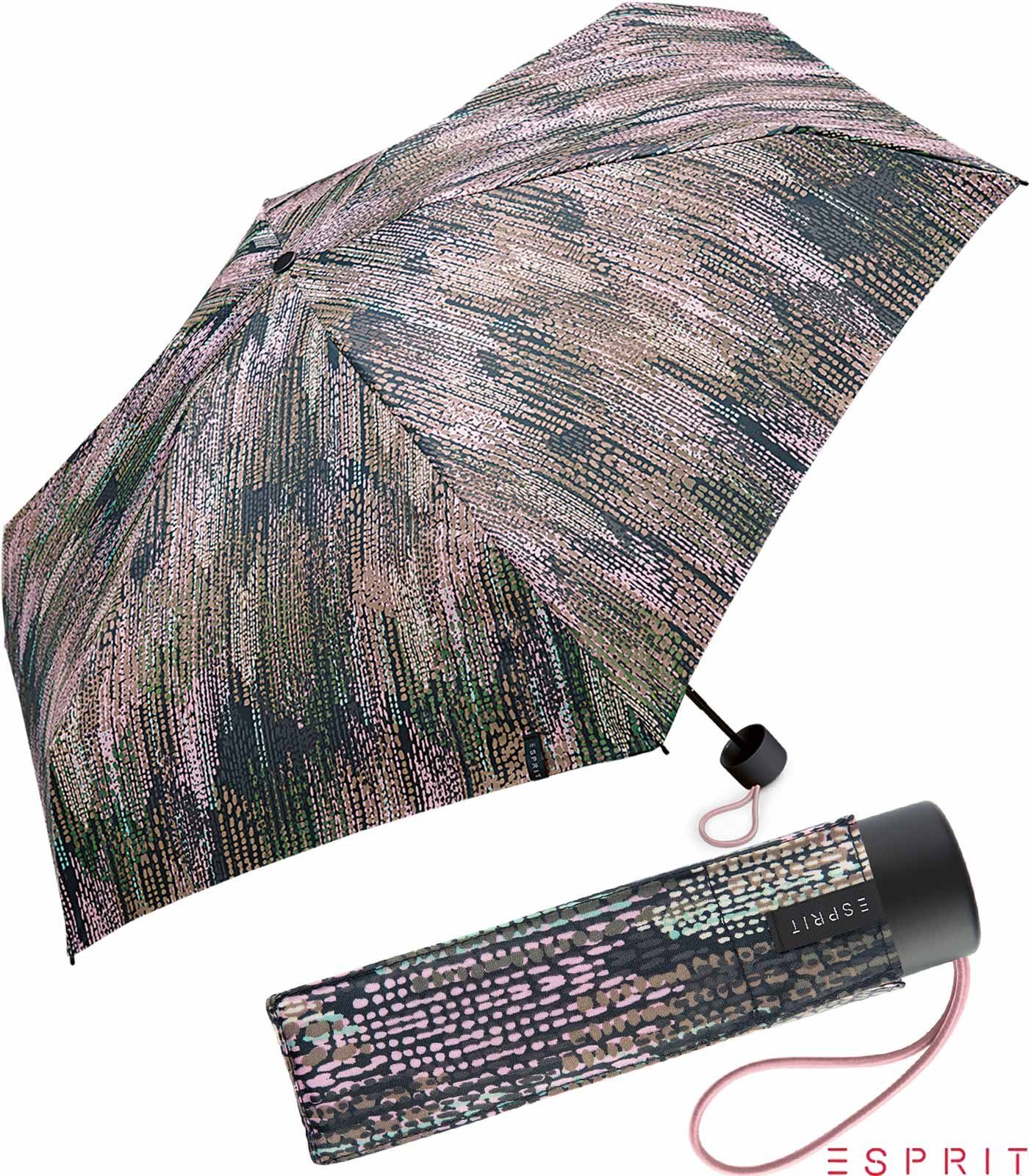 Esprit Taschenregenschirm Damen Super Mini Regenschirm Petito Blurred Edges - taupe gray, winzig klein, in gedeckter verwaschener Optik