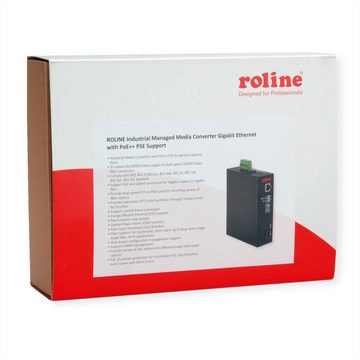 ROLINE Industrie Konverter Gigabit Ethernet - Dual Speed 100/1000 Fiber Netzwerk-Adapter, mit PoE Funktion