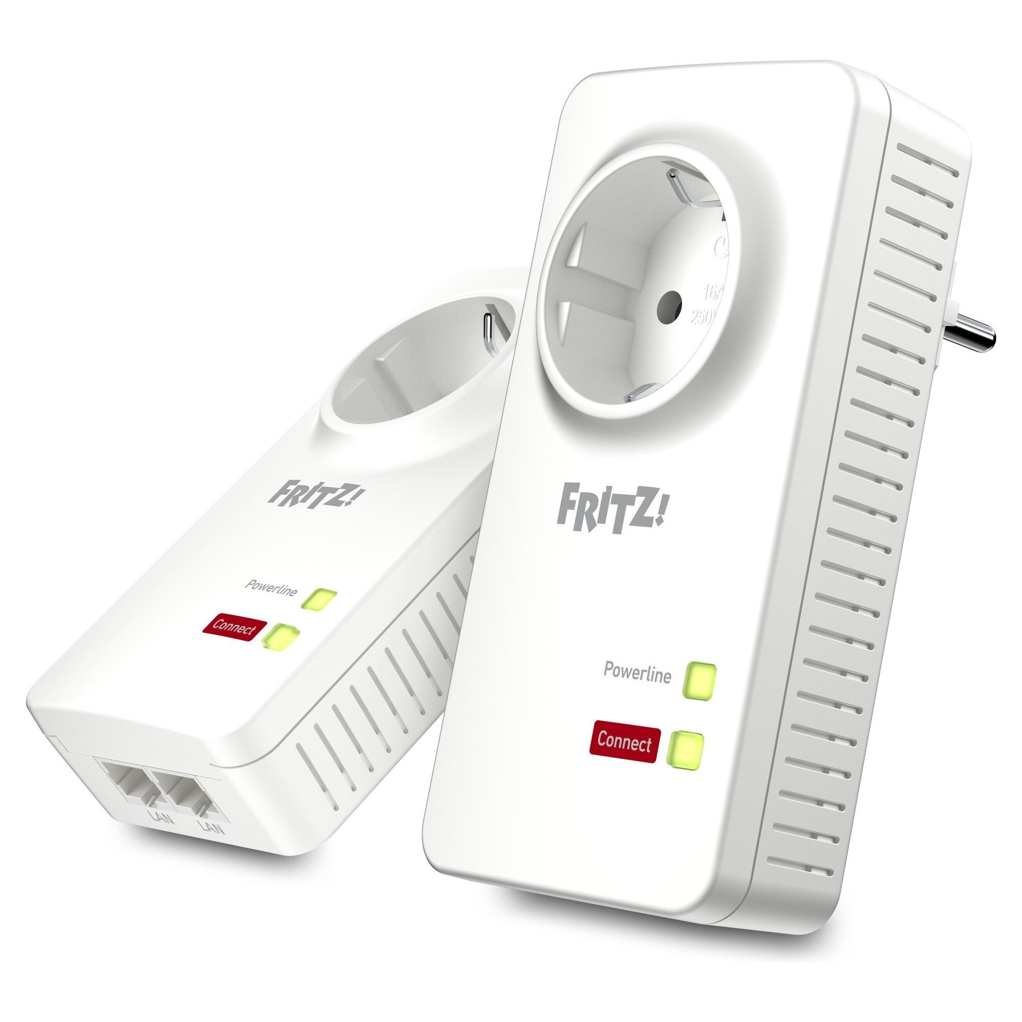 Fritz! FRITZ!Powerline 1220 Set Reichweitenverstärker, 2er-Set, Powerline bis 1.200 MBit/s, Steckdose, je 2x Gigabit-LAN