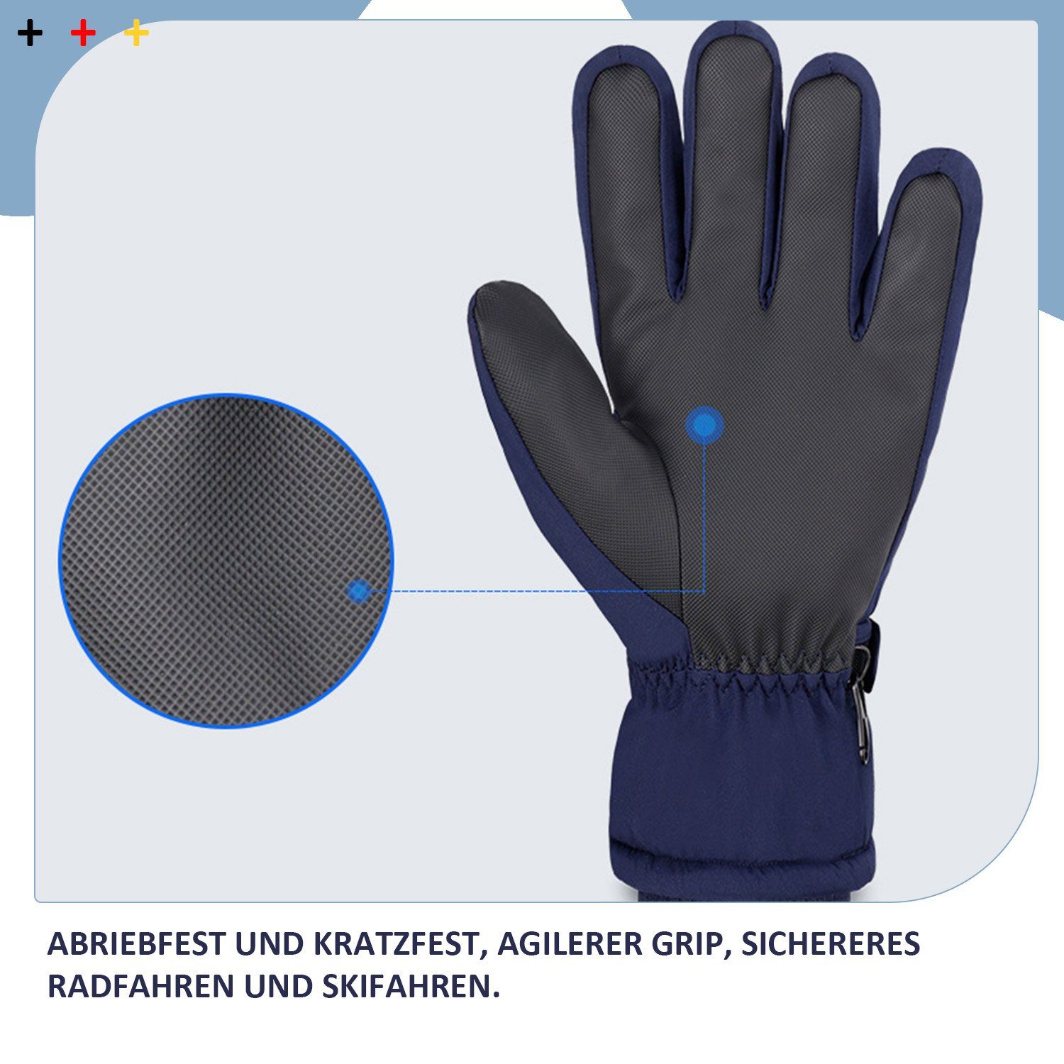 QCMarineblau Winddichte Fahrradhandschuhe Skihandschuhe Warme MAGICSHE Winter