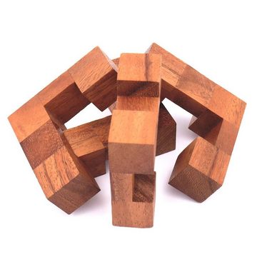 ROMBOL Denkspiele Spiel, Knobelspiel STUFFING BURR - wirklich cleveres Puzzle mit 2 bekannten Lösungen, Holzspiel