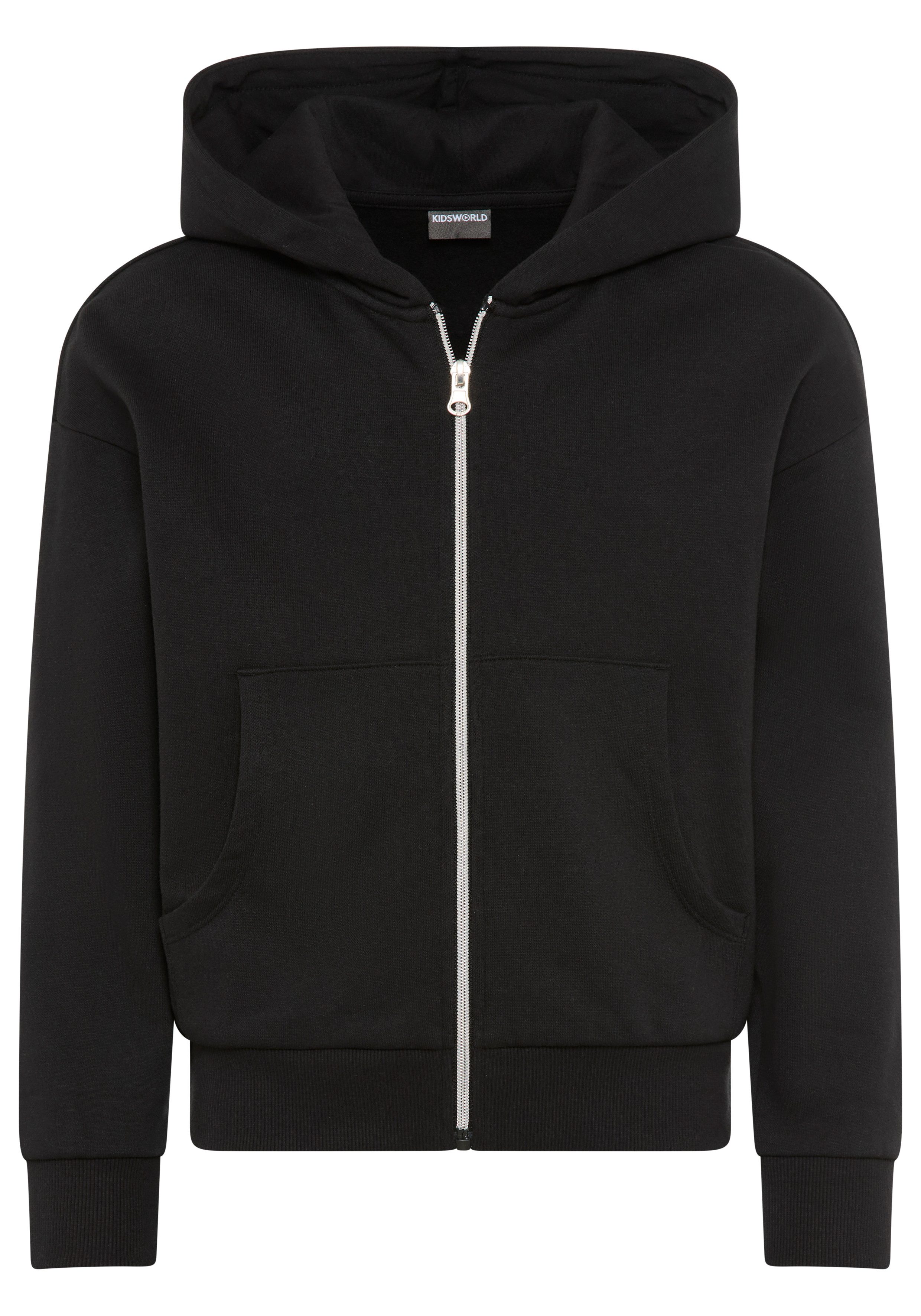KIDSWORLD Kapuzensweatjacke Lässige Sweatjacke mit kleinem Logo Lockere Form