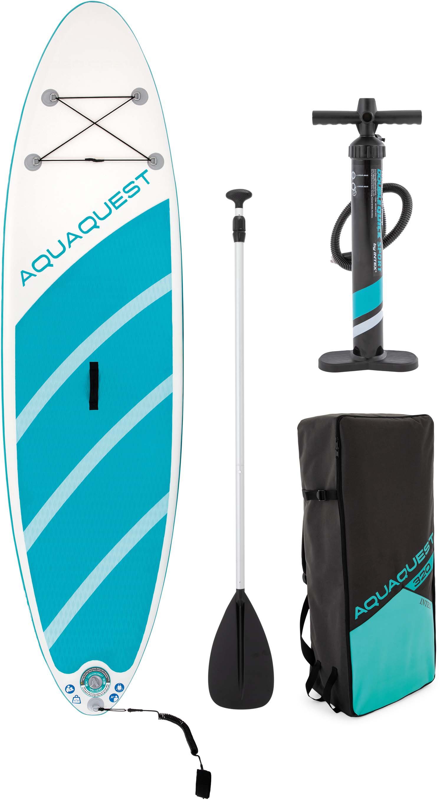 Intex SUP-Board AQUA QUEST 320, Allround Board, (Set, 3 tlg., mit Paddel, Pumpe und Transportrucksack)