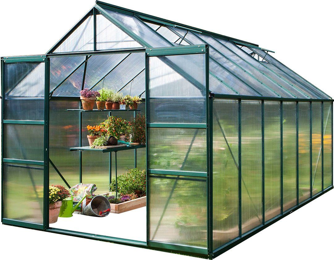 Vitavia Gewächshaus Mars 11500, BxTxH: 257 x 445 x 231,8 cm, 4 mm Wandstärke, Alu-Profile, 4 mm Hohlkammerplatten