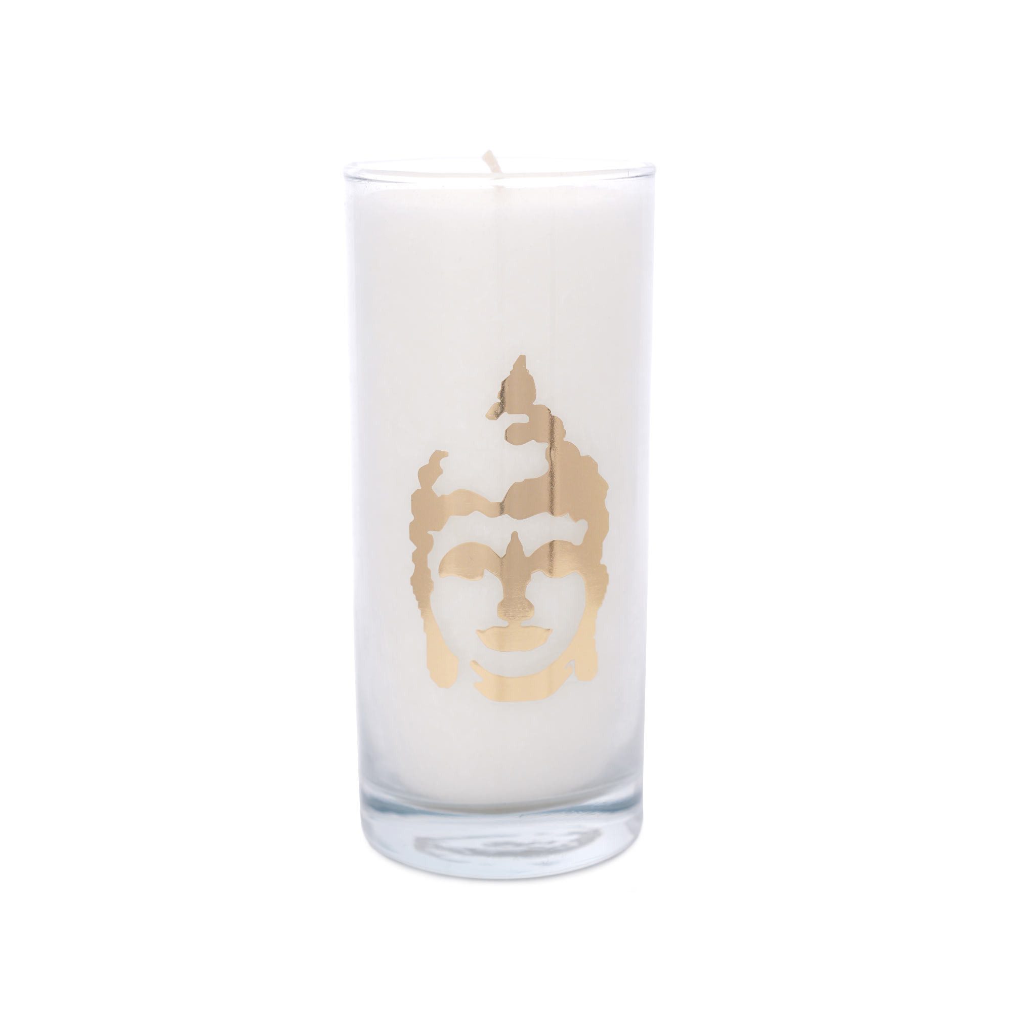 yogabox Stumpenkerze MAGISCHE KERZE mit dem goldenen Etikett Buddha weiß (1-tlg), Brenndauer:3600 Min