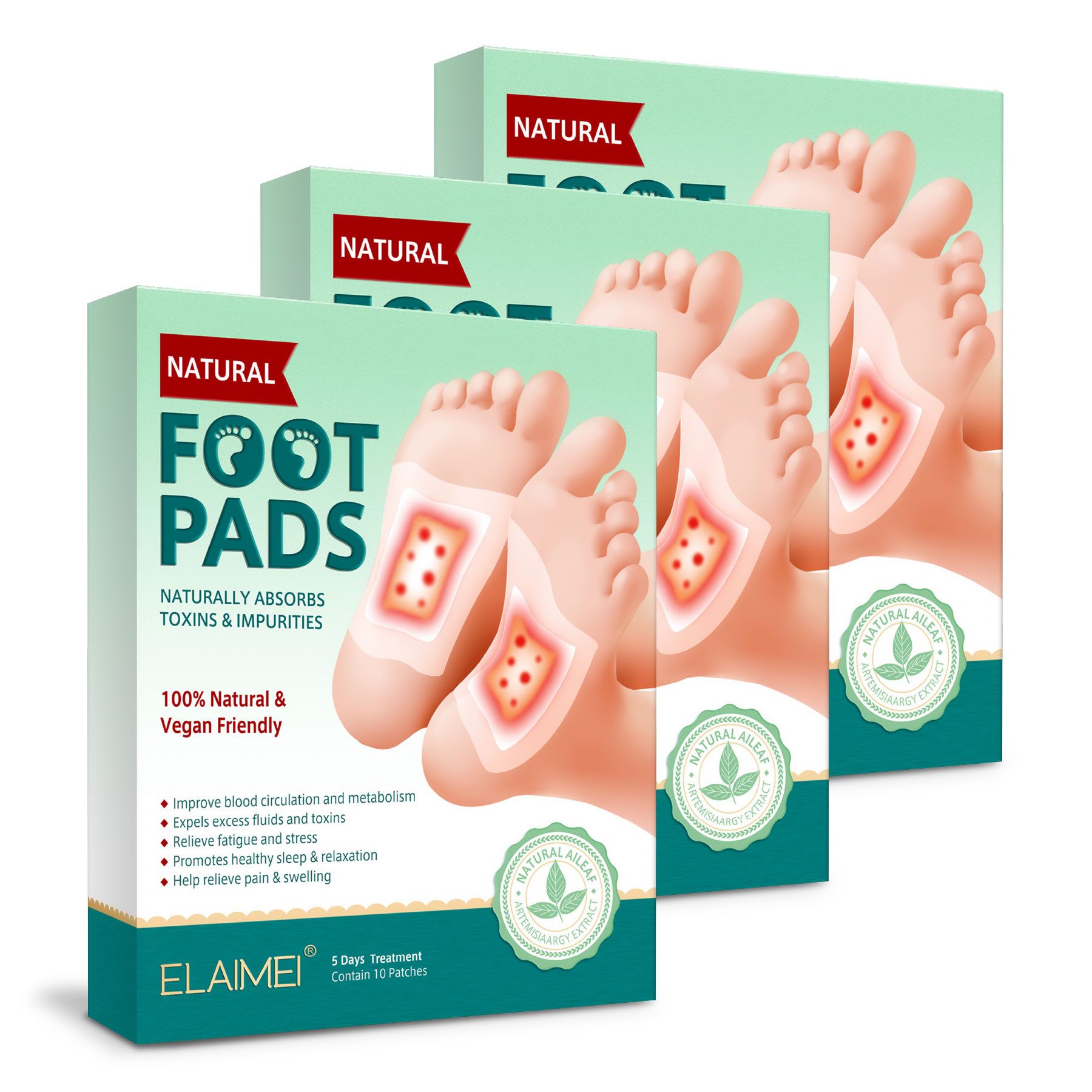 ALIVER Fußmaske Fußpflaster Fuß Pflaster Foot Pads Bambusessig Vegan, Fußpflaster, Patches