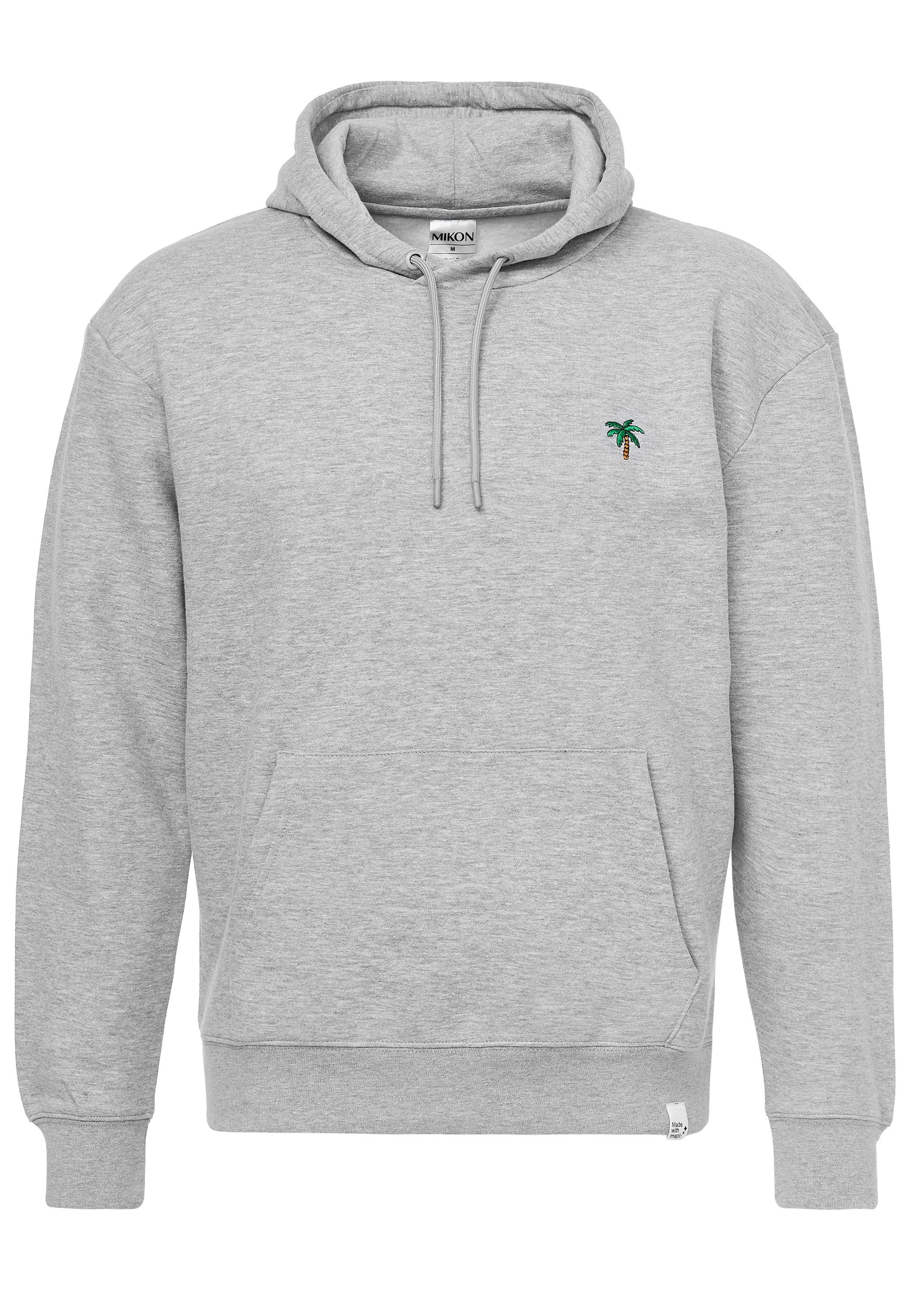 Hoodie Palme GOTS zertifizierte grau Bio-Baumwolle MIKON