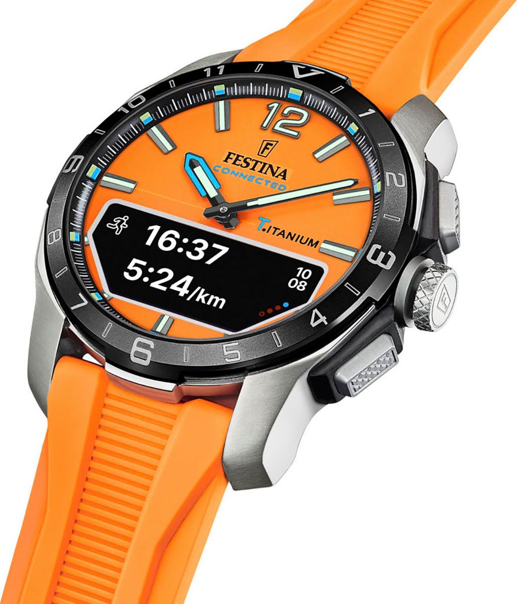 Festina Connected D Smartwatch, Quarzuhr, Armbanduhr, Herrenuhr, Schrittzähler, Weltzeit, Stoppfunkt.