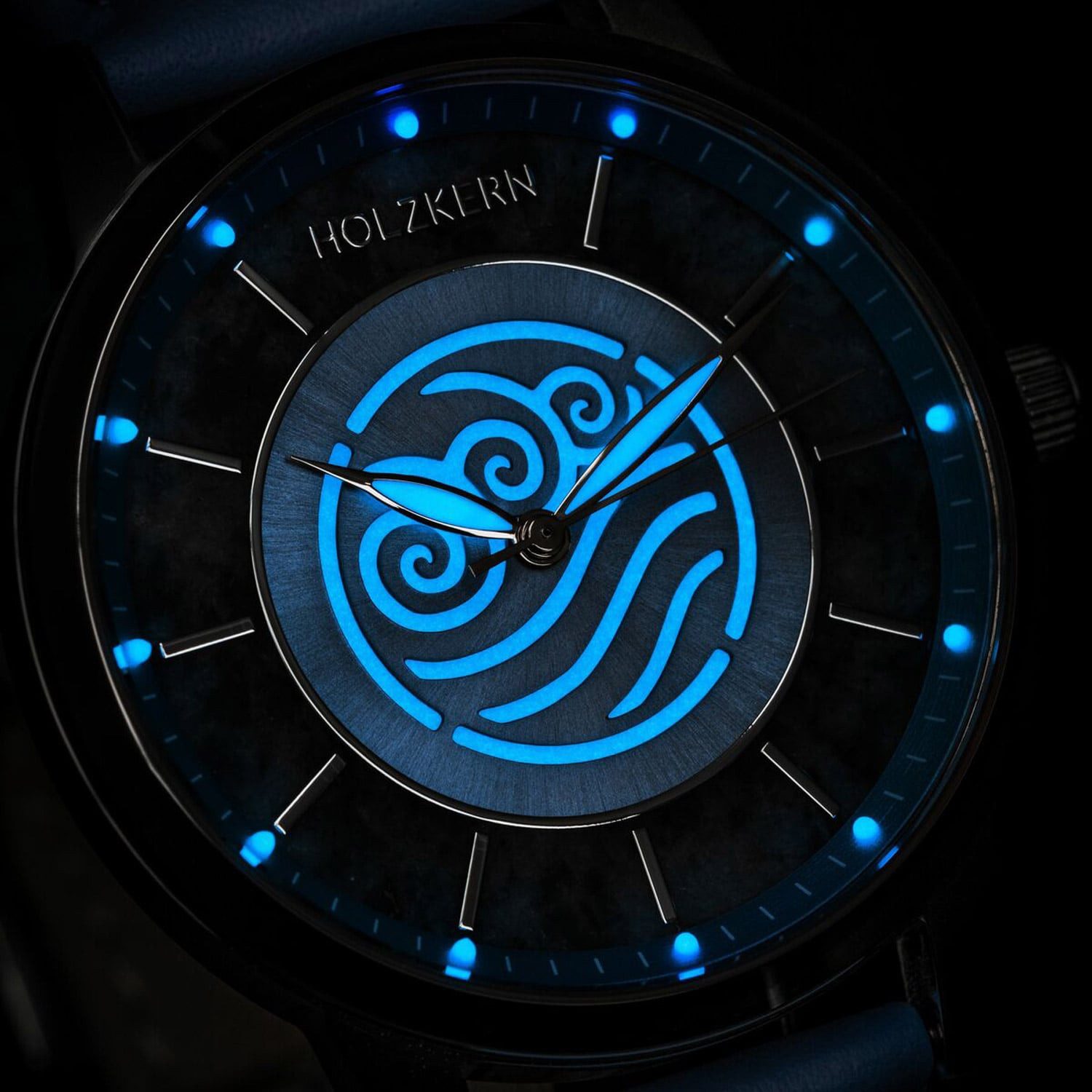 Holzkern Quarzuhr Uhr in Unisexgröße Avatar™ Water Tribe Marmor/Blau