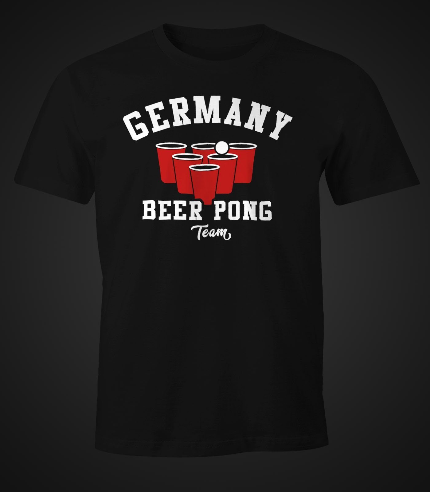 Bier Team Beer Herren MoonWorks Print-Shirt schwarz Print Pong T-Shirt Germany Moonworks® mit Fun-Shirt