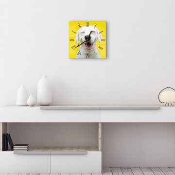 DEQORI Wanduhr 'Lachender Hund' (Glas Glasuhr modern Wand Uhr Design Küchenuhr)