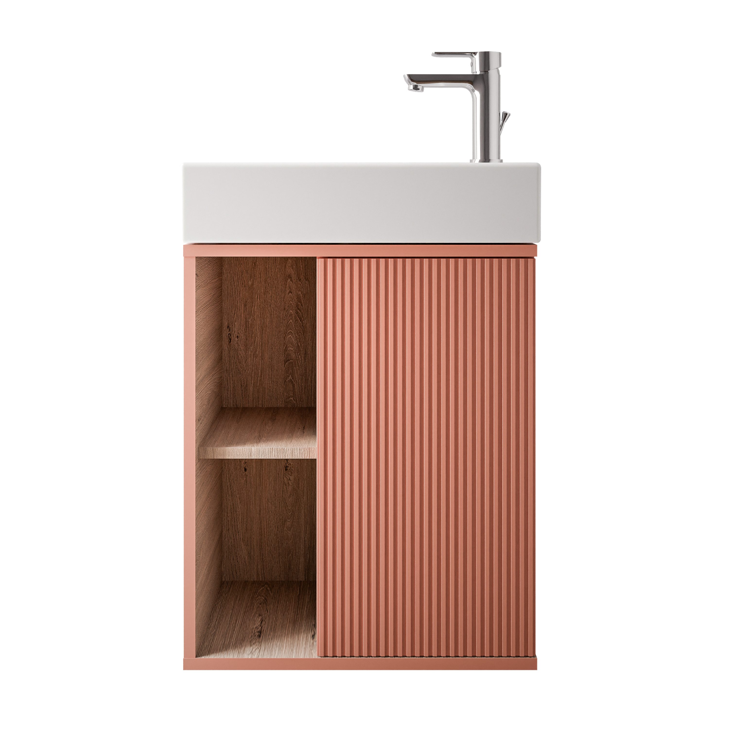 Bernstein Badmöbel-Set BELDIVO, (mit Waschbecken DURAVIT, Waschtischunterschrank 50 cm mit Waschbecken), Türanschlag rechts - Farbe wählbar - matt