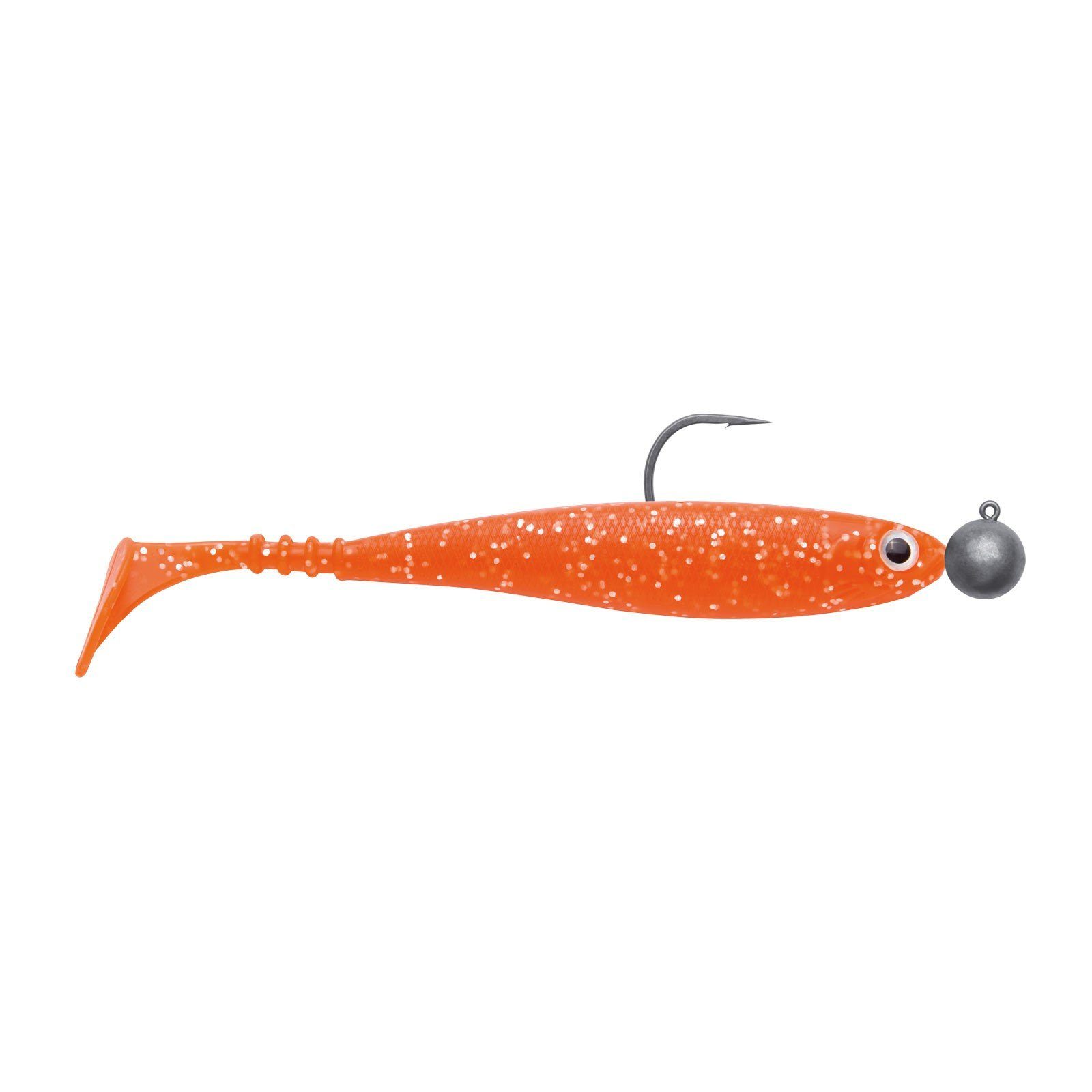 Jackson Fishing Kunstköder, Zanderbait 12cm Rigged Orange Glitter Zanderangeln Gummifisch montiert