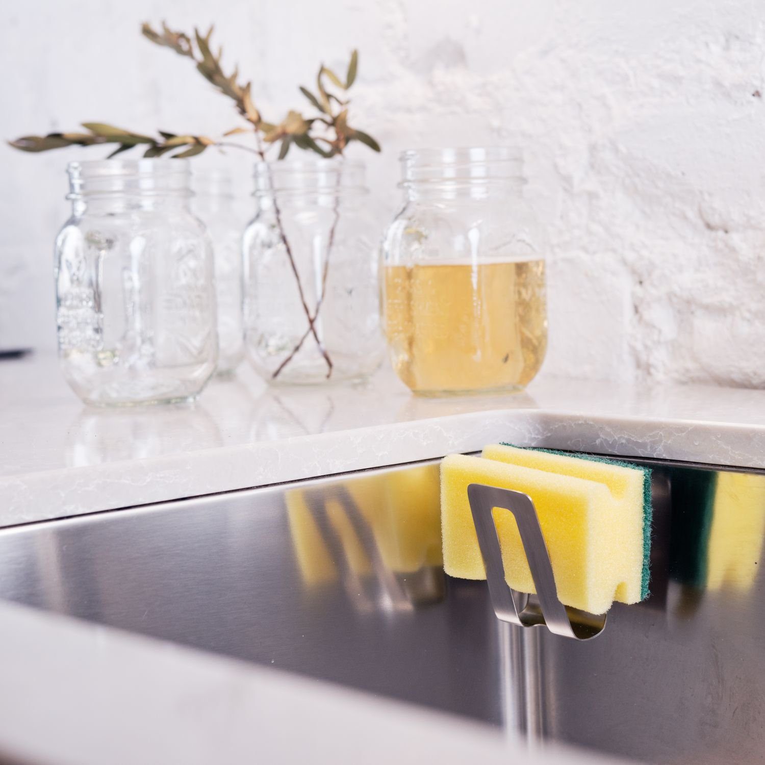 Happy Sinks Spültuchhalter Spülschwammhalter Edelstahl, Befestigung ohne Bohren oder Kleben