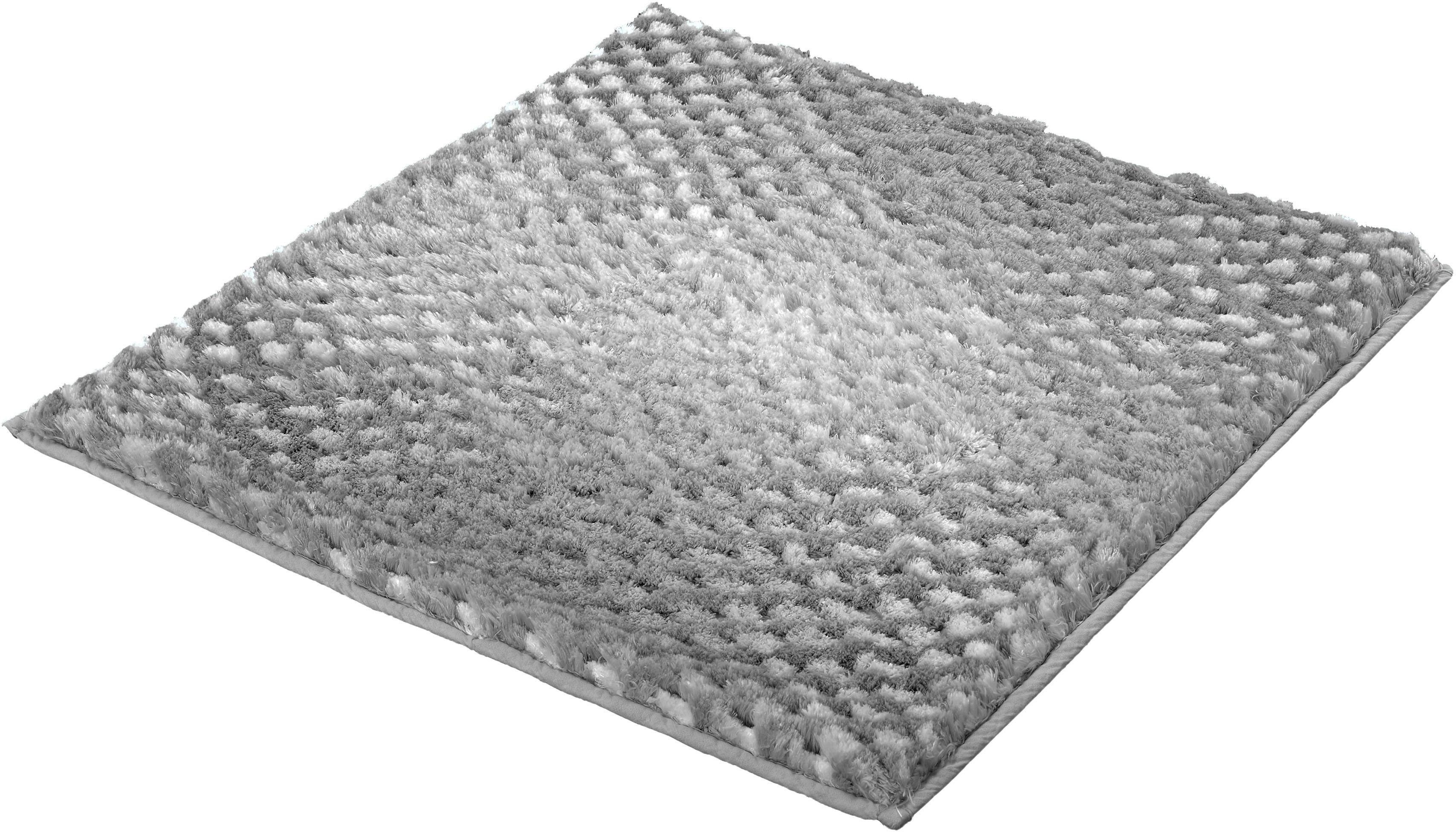 Kleine Wolke Badematte Cory, Höhe 24 mm, rutschhemmend beschichtet, fußbodenheizungsgeeignet, Polyester, quadratisch, Badteppich, modischer Farbverlauf, Hoch-Tief Effekt, waschbar