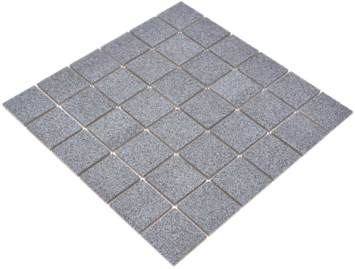 Mosani Bodenfliese 10x rutschhemmende Mosaik Fliesen Badboden, Keramik 30.6x30.6, Steingrau, (10-tlg Set), Rutschfest Schwimmbad Fliesen