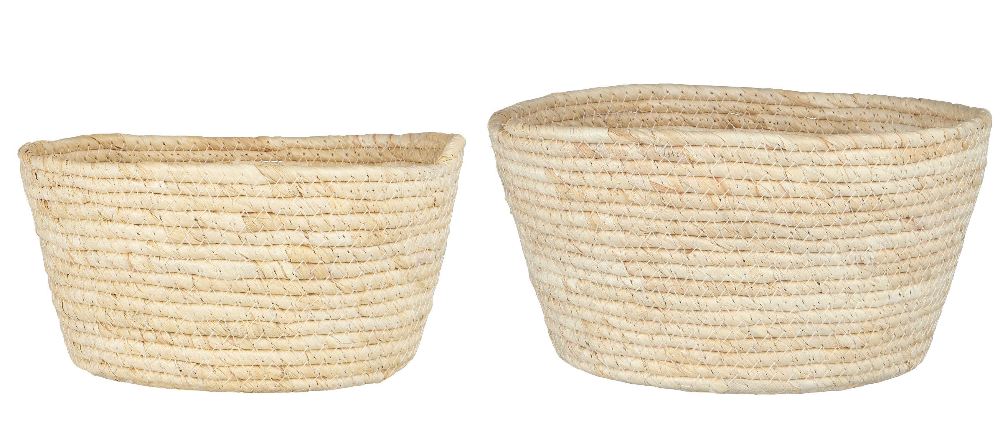Dekokorb Ib Laursen - 2er Korb Set Dekokorb Körbe Dekokörbe Rund Creme 37005-02