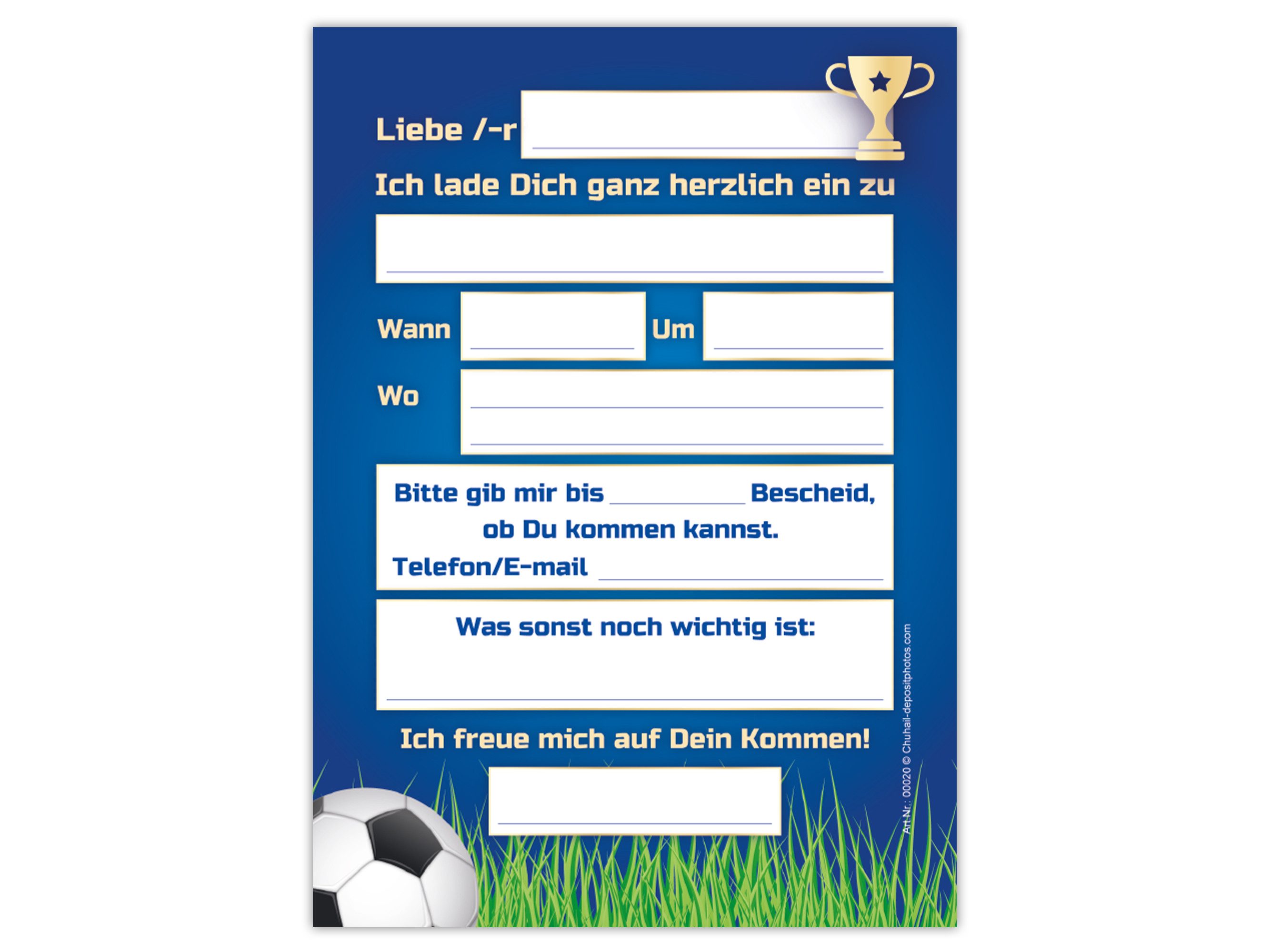 LIMONIA Einladungskarten Fußball zum Kindergeburtstag Jungen Einladungen Karten Fussball, Einladungskarten zum Geburtstag mit Fußball Motiv