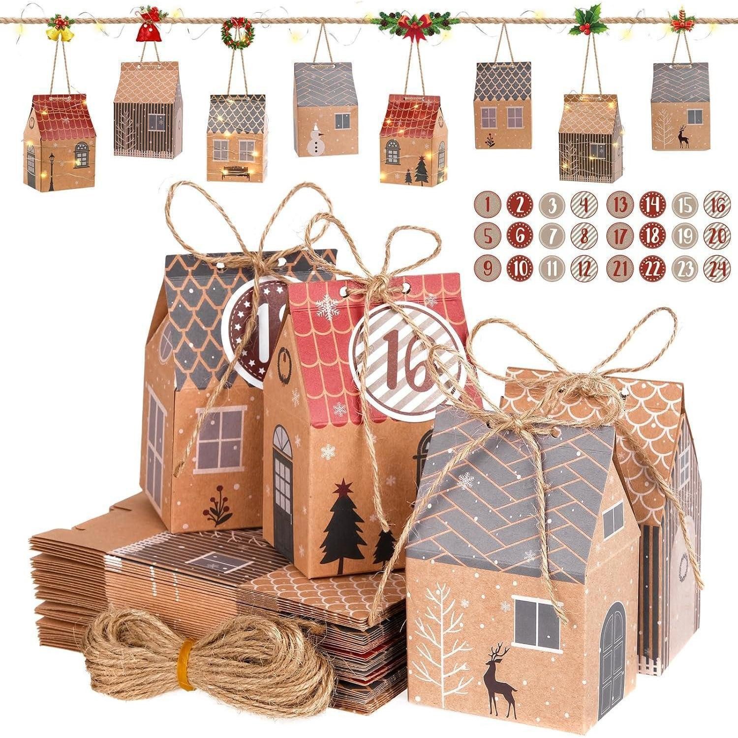 LuxusKollektion DIY-Adventskalender Adventskalender 24er Geschenkboxen Zahlenaufkleber Weihnachts House