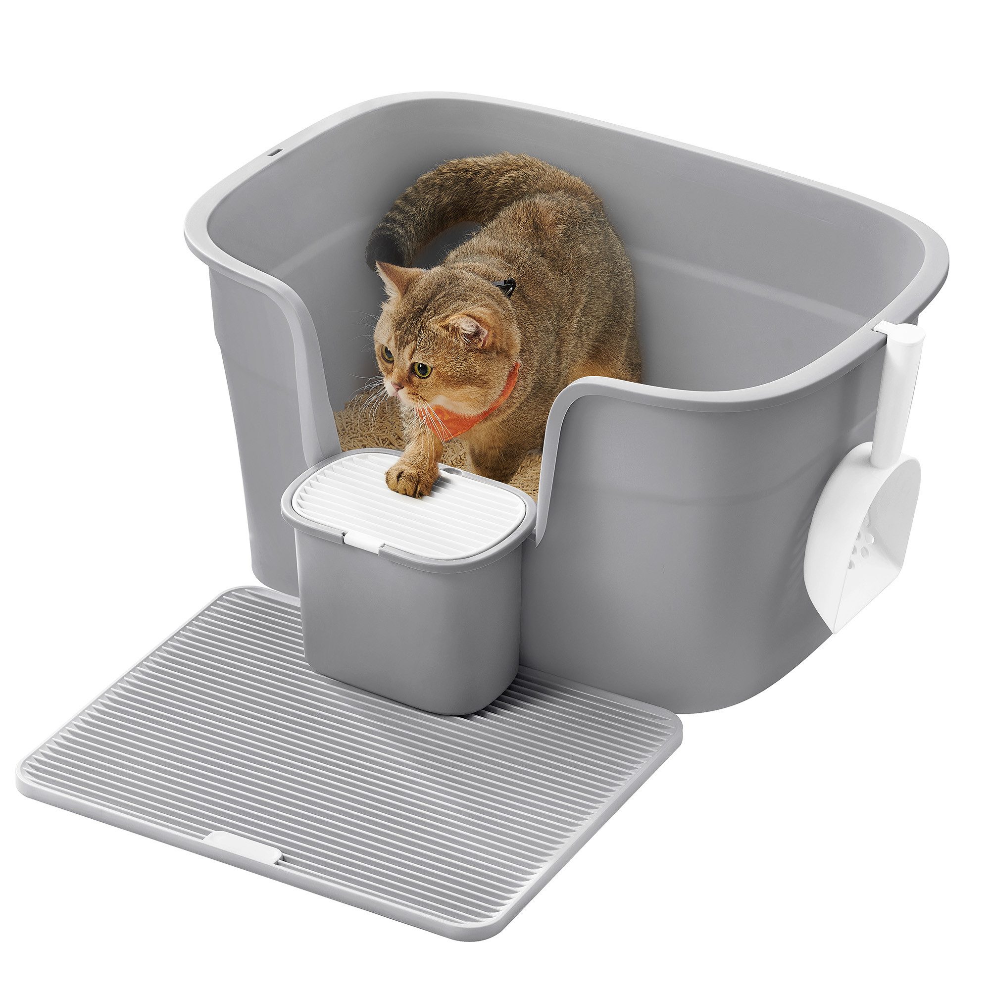 FEANDREA Katzentoilette, für große Katzen, mit hohen Seitenwänden, Schaufel günstig online kaufen