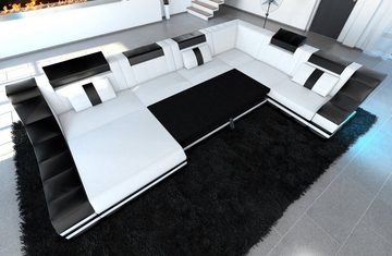Sofa Dreams Wohnlandschaft »Turino - XXL U Form Ledersofa«, Couch, mit LED, wahlweise mit Bettfunktion als Schlafsofa, Designersofa